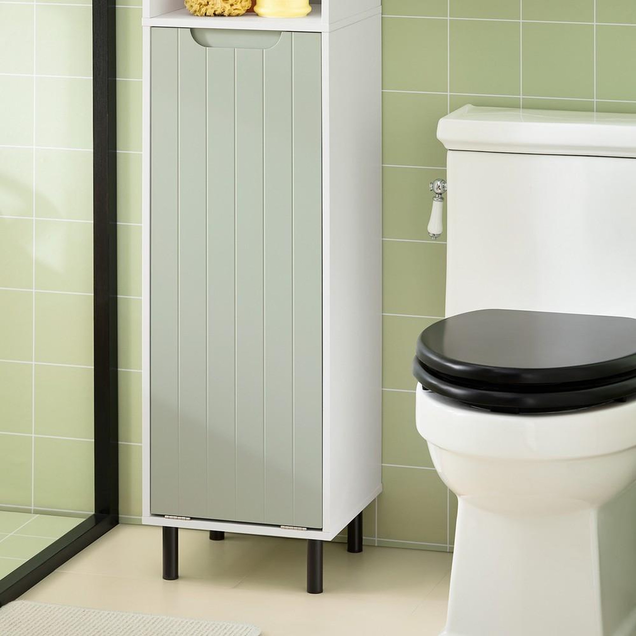 Voir la diapositive 4 : SOBUY SoBuy - Colonne De Salle De Bain à deux portes - Vert - 31x30x167cm - Moderne - BZR137-GR