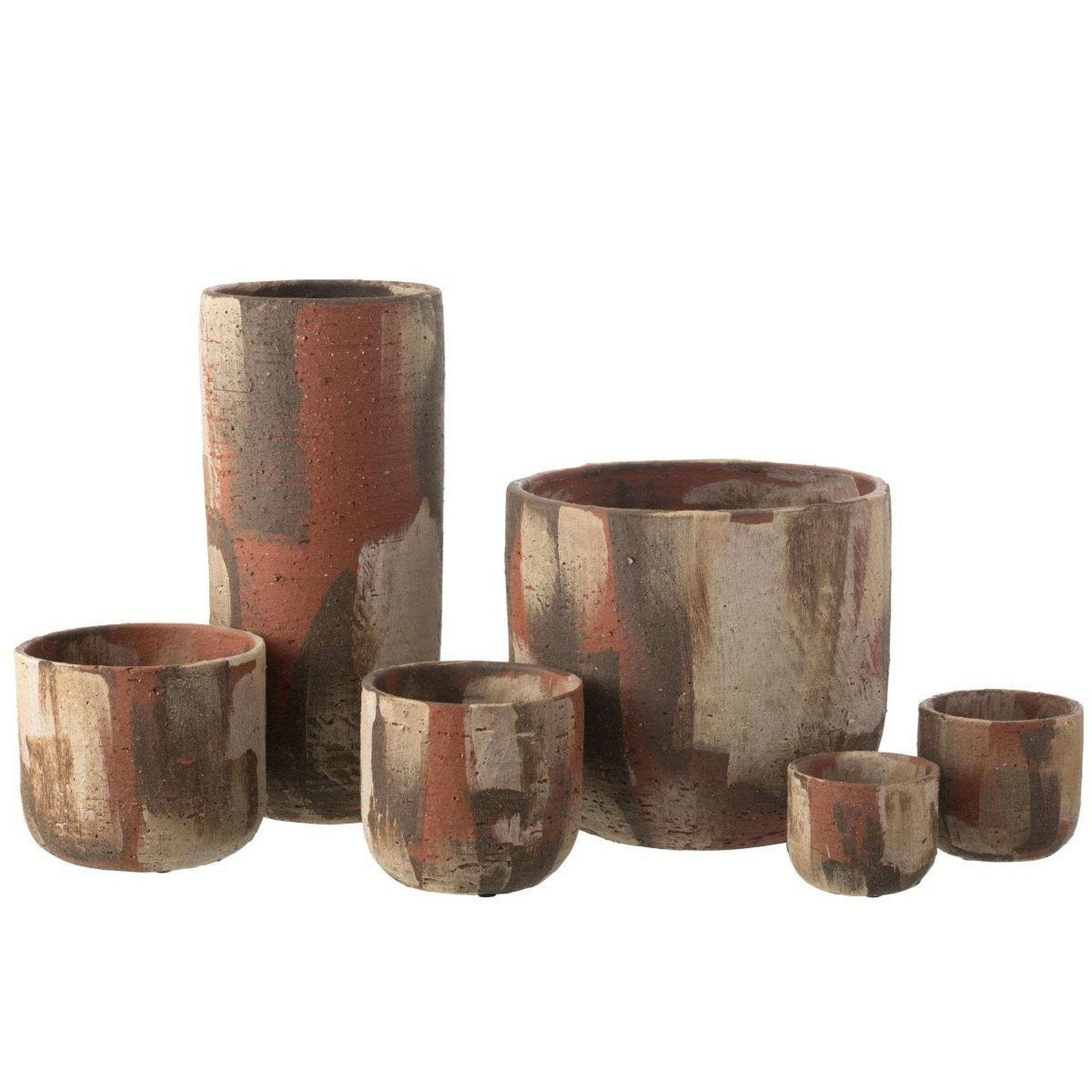 Voir la diapositive 2 : J-LINE Pot déco en terre cuite  miltos  20cm multicolore