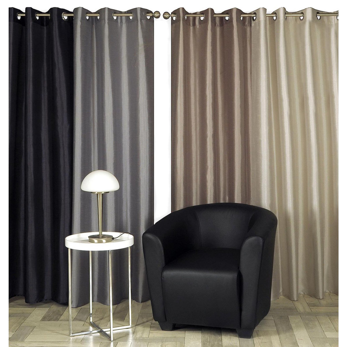 ACTUEL Rideau à oeillets en taffetas brillant 