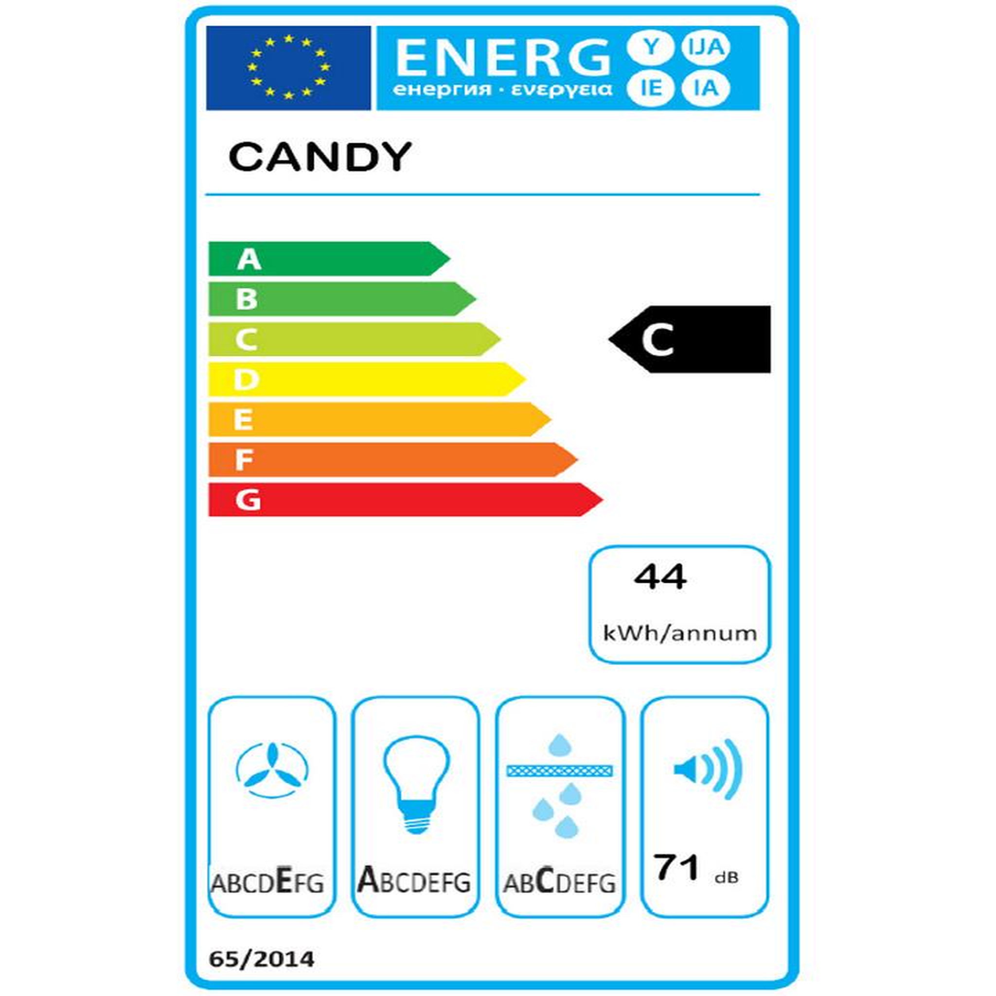Voir la diapositive 2 : Candy Hotte visière 60cm 209.7m3/h silver - cft610/5s