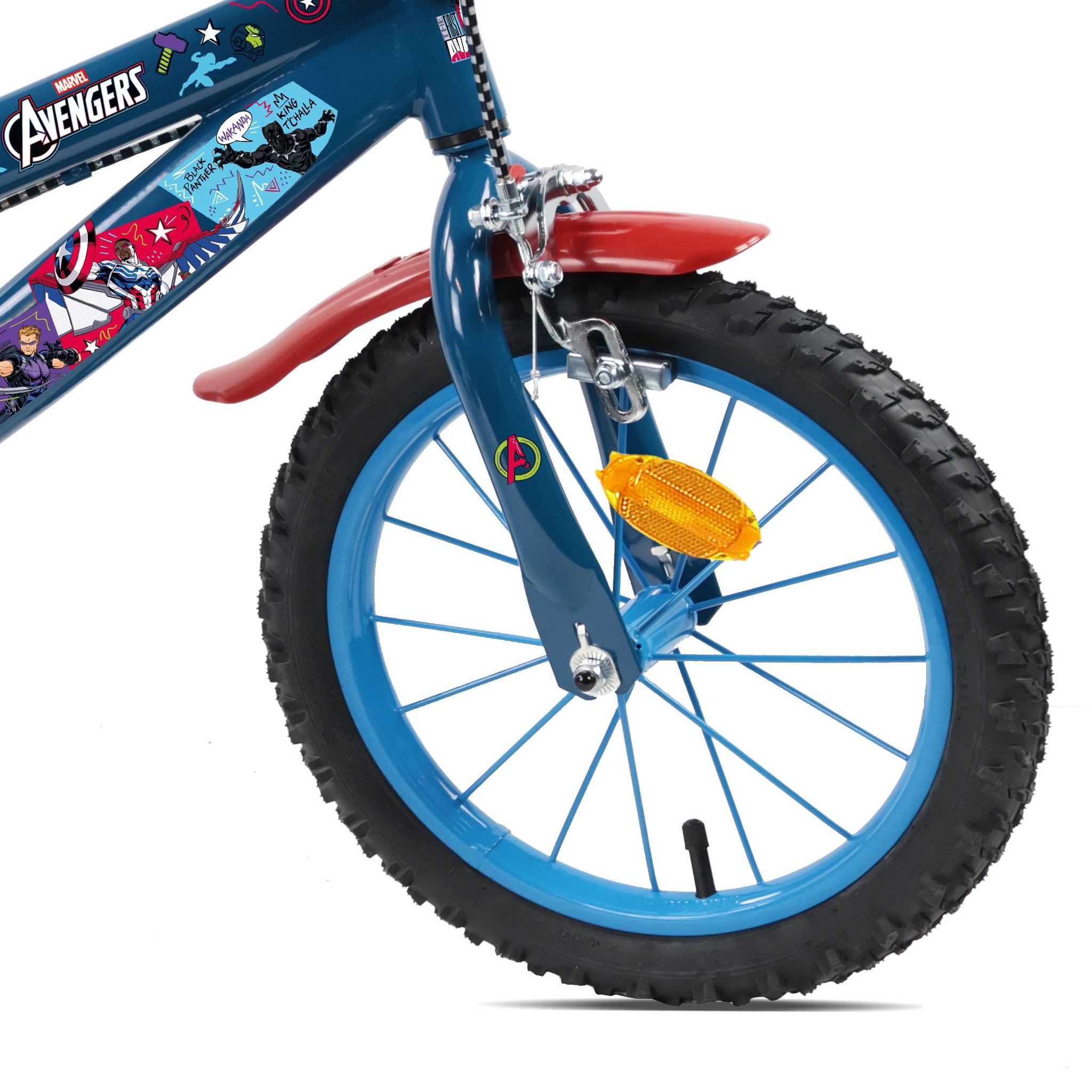Voir la diapositive 2 : Avengers Vélo enfant 14'' avengers (90 à 105cm) avec 2 freins, plaque avant décorative , bidon arrière, stabilisateurs & pneus gonflables.