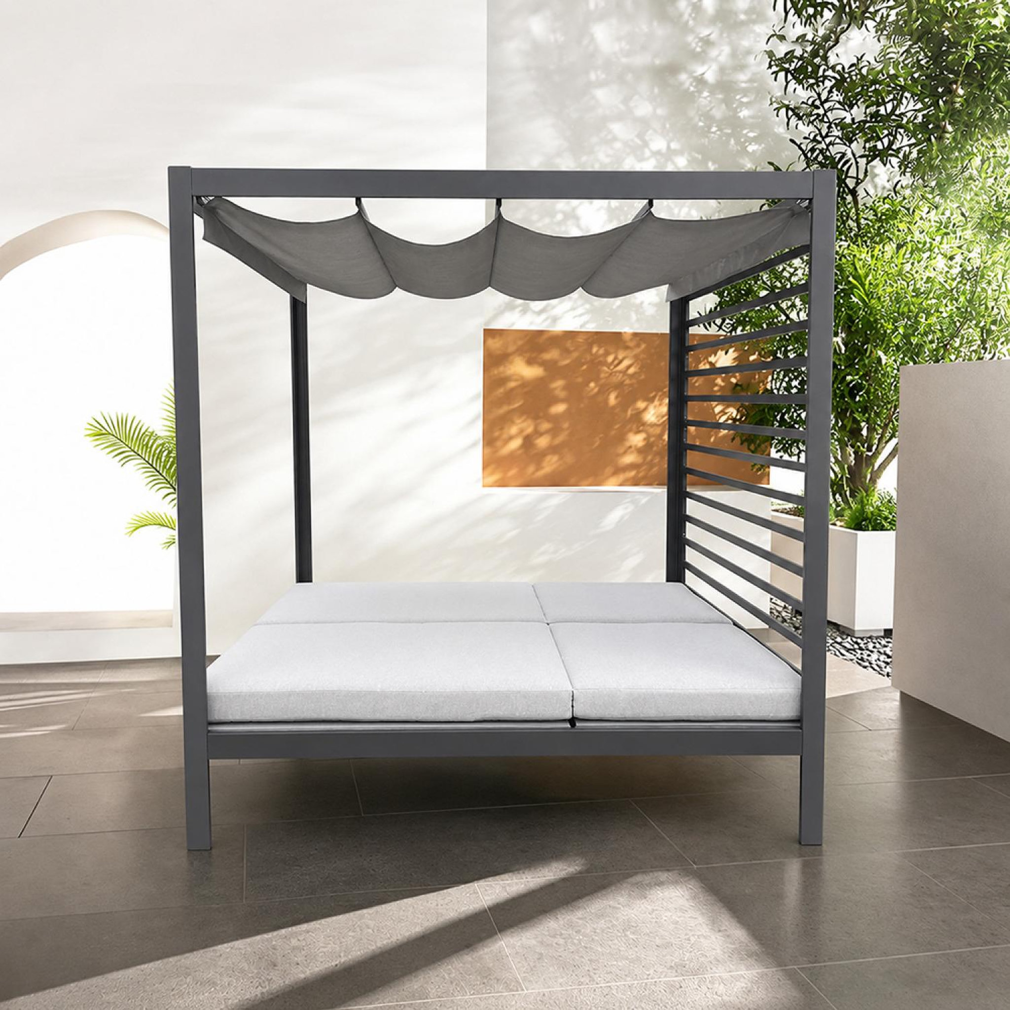 Voir la diapositive 6 : CONCEPT USINE Lit de jardin 2 places structure aluminium gris foncé matala