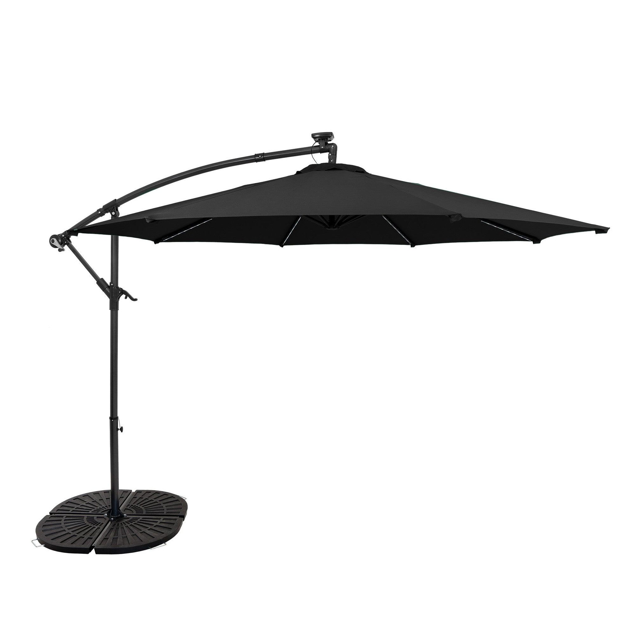 Voir la diapositive 1 : Monster Parasol Banane à Mât Déporté à LED 3 m & 4 Pieds en Éventail