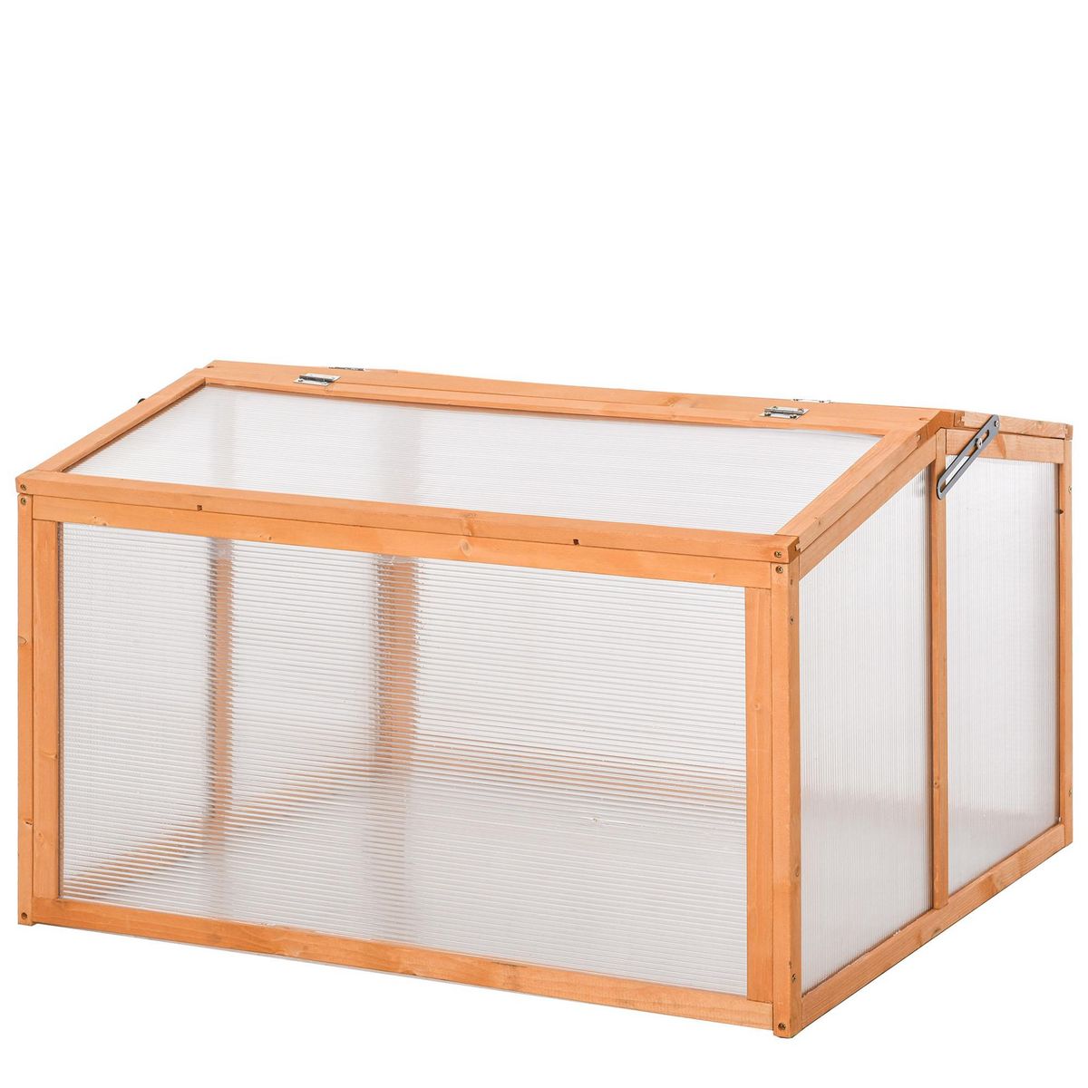 OUTSUNNY Mini serre de jardin serre à tomates dim. 90L x 80l x 58H cm toits ouvrables panneaux de polycarbonate bois sapin pré-huilé