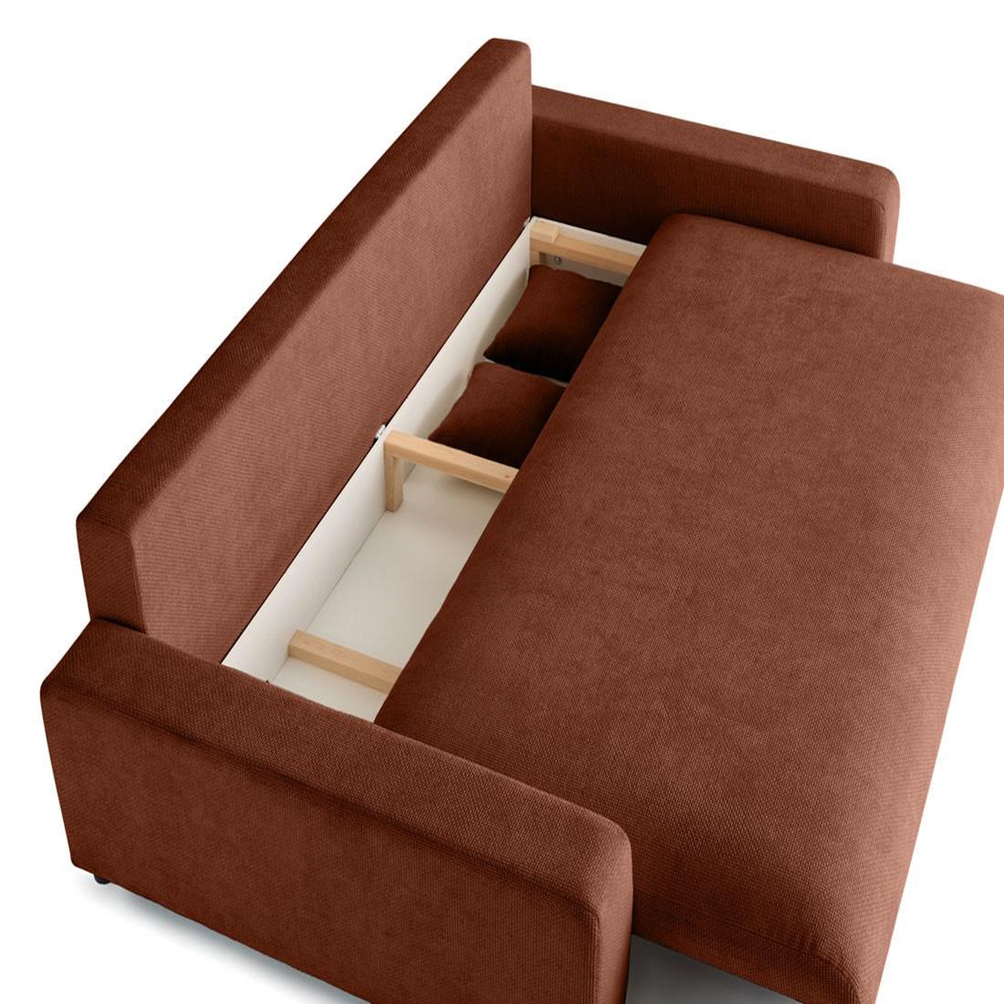 Voir la diapositive 3 : BEST MOBILIER Pivoine - canapé droit 3 places - convertible avec coffre - en velours texturé