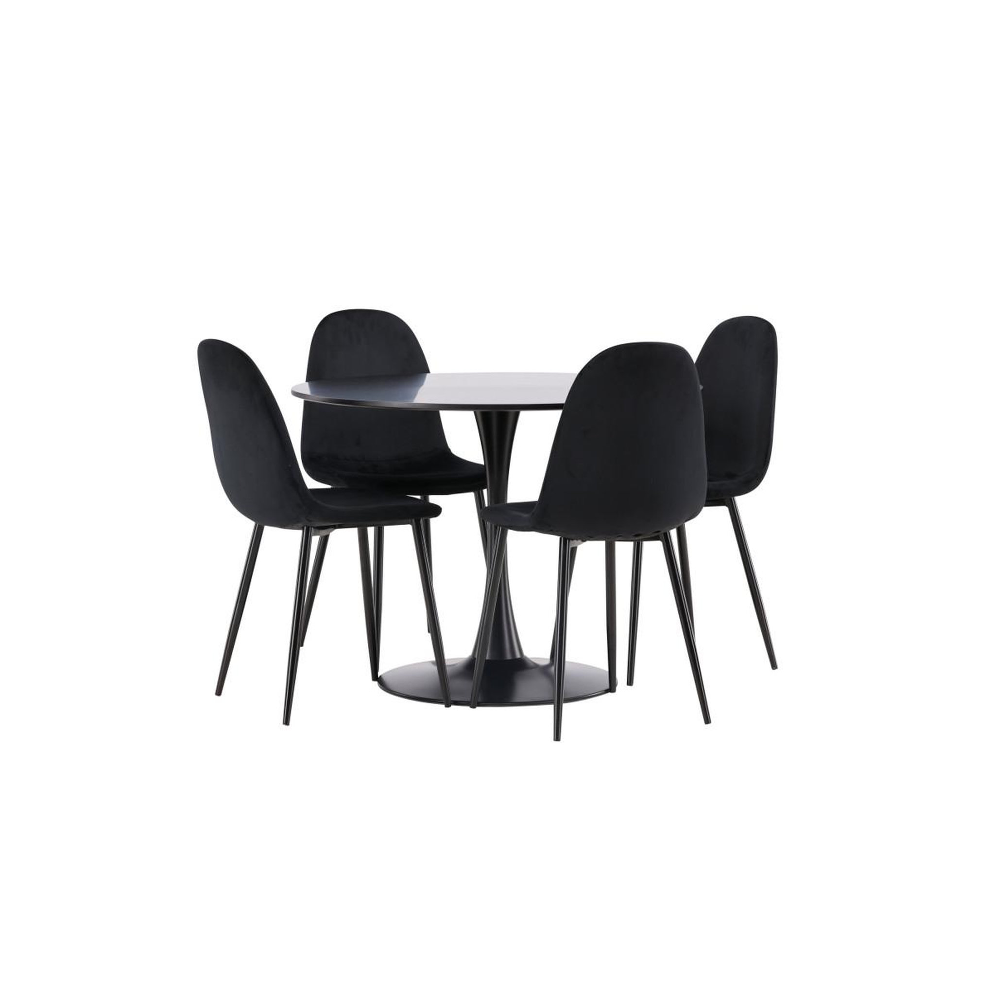 Voir la diapositive 3 : Paris Prix Ensemble table à manger & 4 chaises  glade & polar  100cm noir