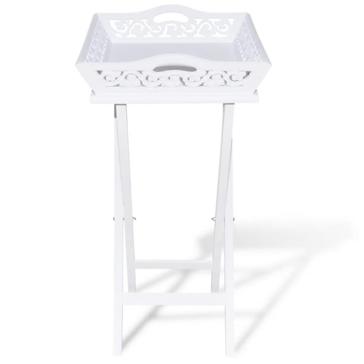 VIDAXL Table d'appoint avec plateau Blanc