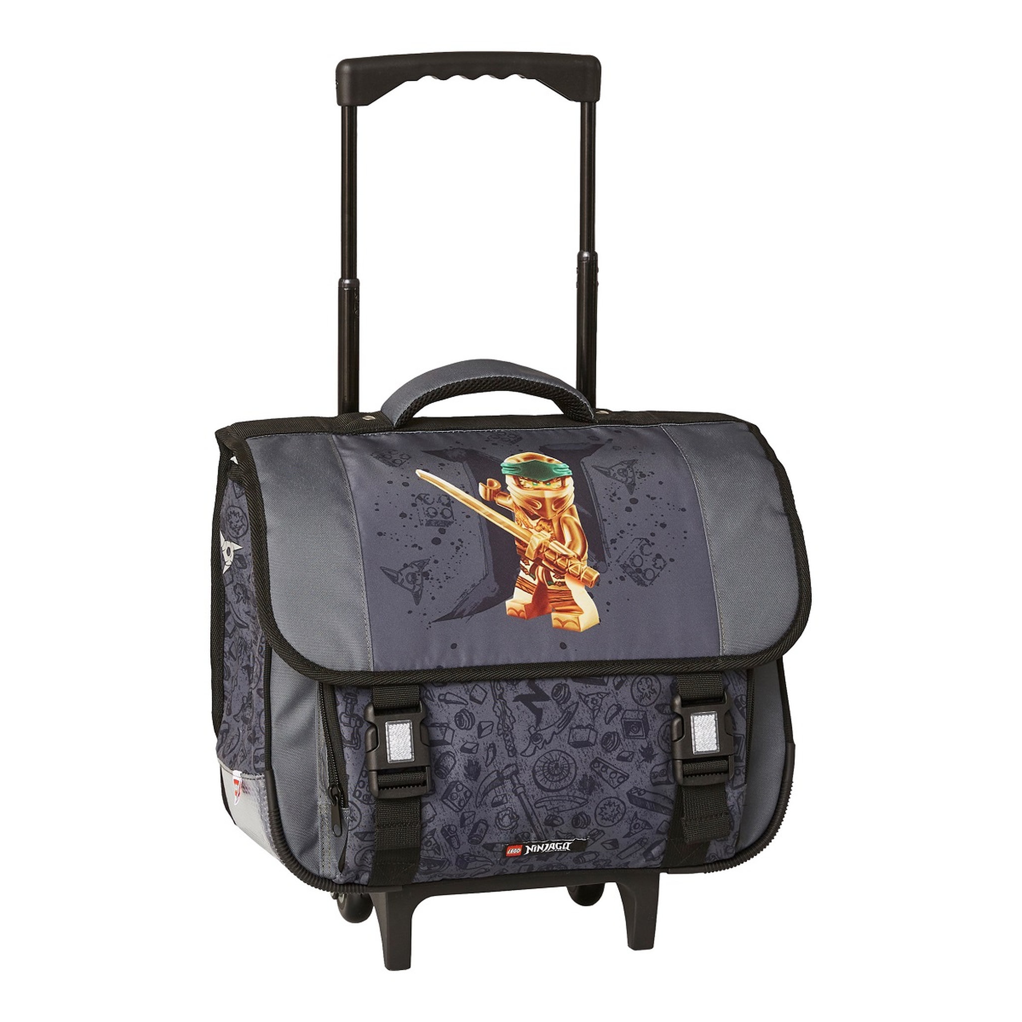 Voir la diapositive 1 : LEGO Cartable à roulettes 38 cm CP/CE1/CE2 noir et or NINJAGO