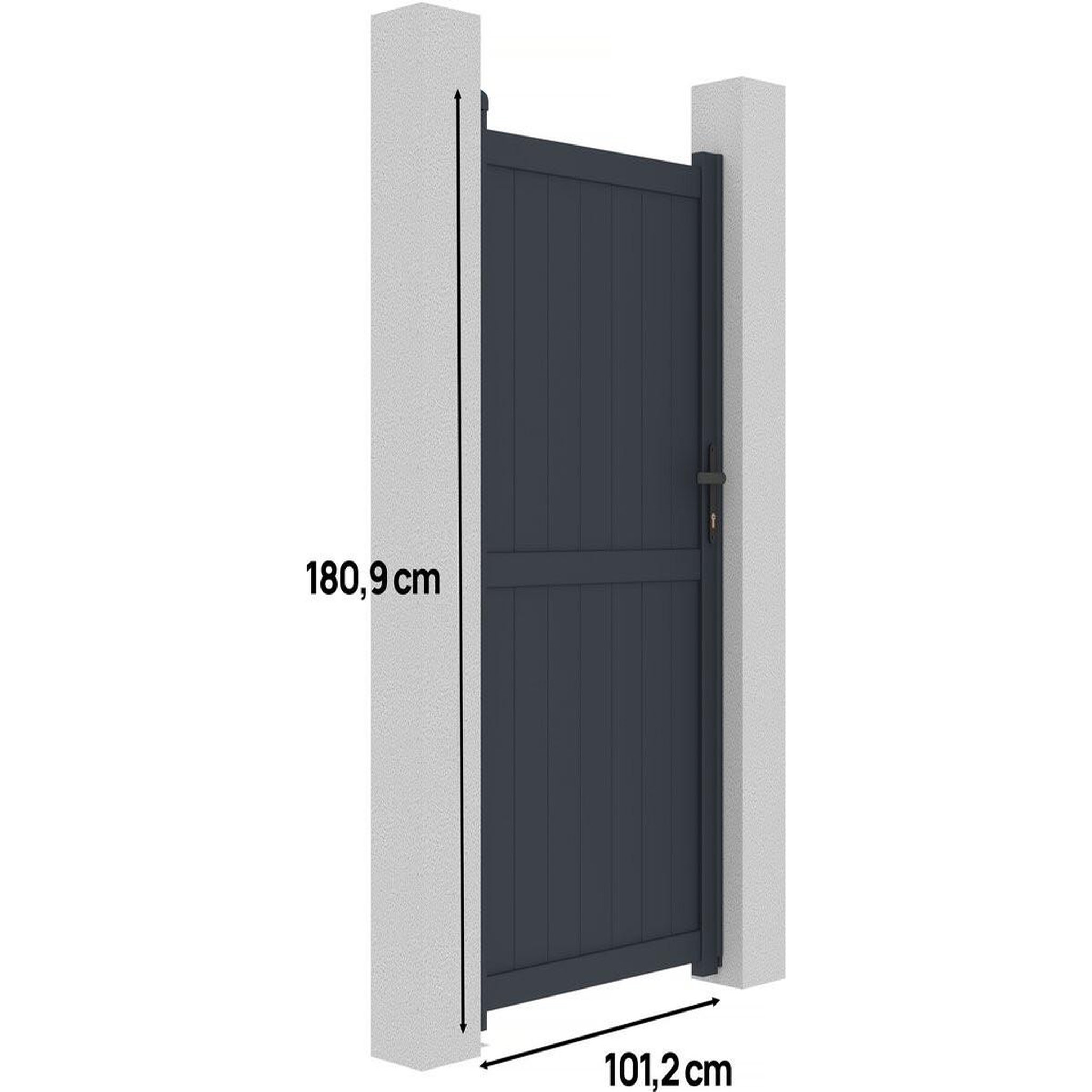 Voir la diapositive 3 : Habitat et Jardin Portillon aluminium  maurice  - 101.2 x 180.9 cm - gris