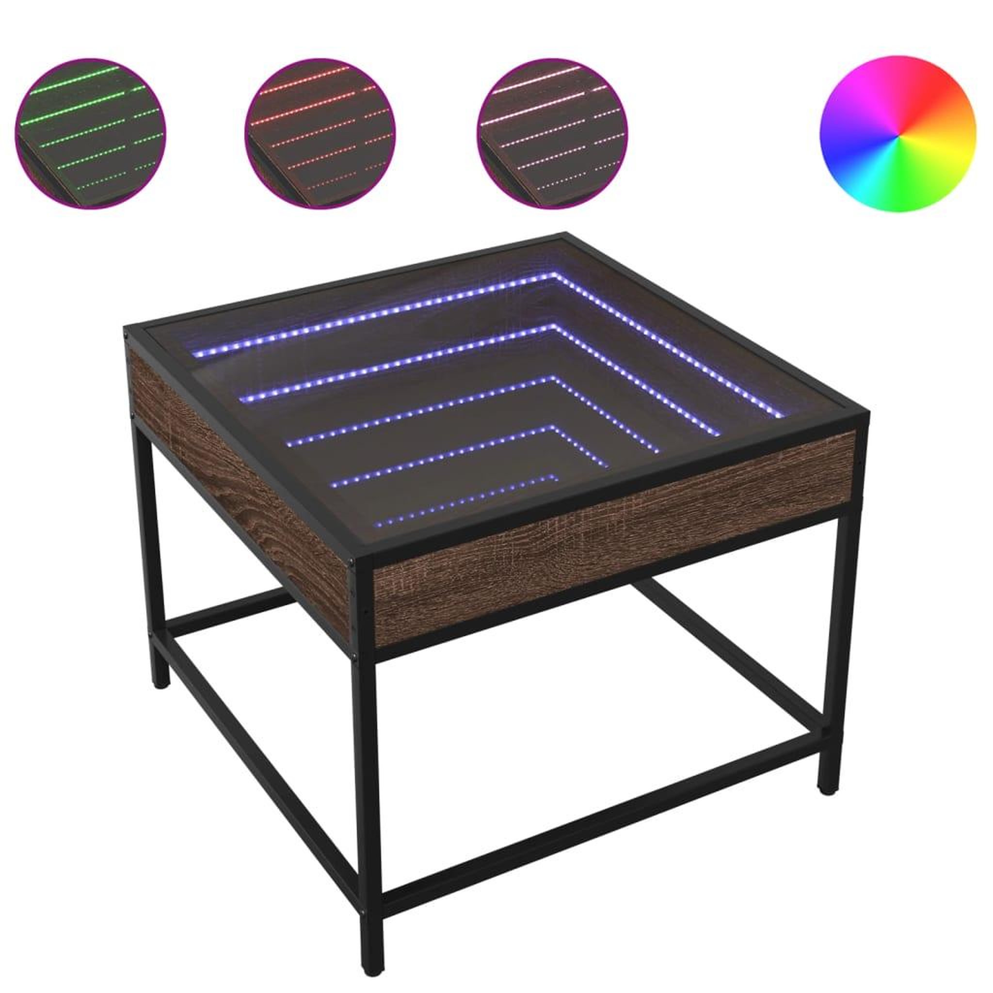 Voir la diapositive 2 : VIDAXL Table basse avec LED Infinity chene marron 50x50x41 cm