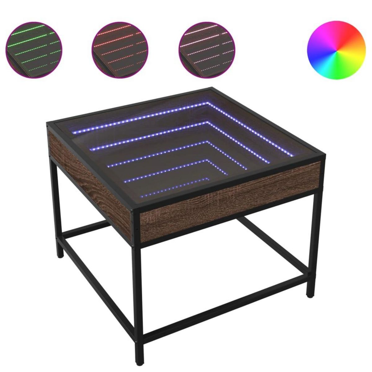 VIDAXL Table basse avec LED Infinity chene marron 50x50x41 cm