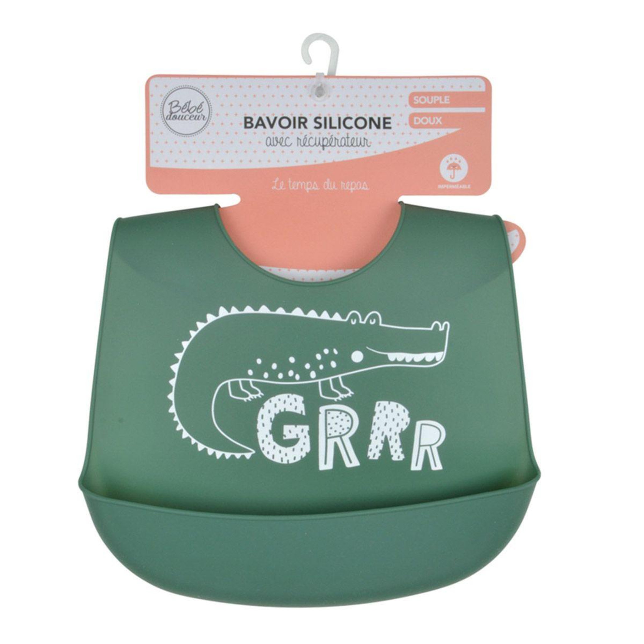 Voir la diapositive 3 : BEBE DOUCEUR Bavoir silicone bébé  sweet savane  30cm vert