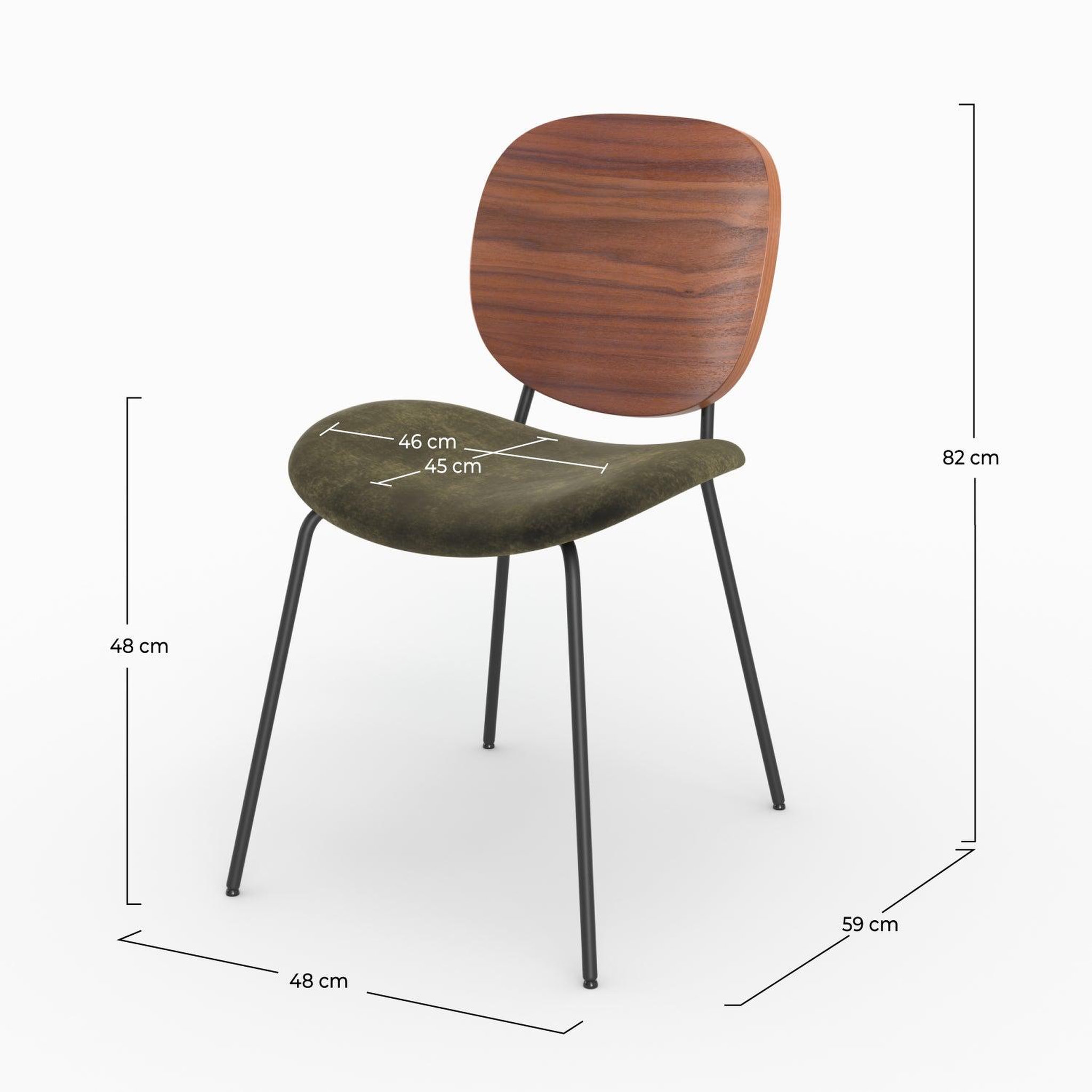 Voir la diapositive 4 : MAISON PAVANE Lot de 2 chaises en velours vert kaki-simone