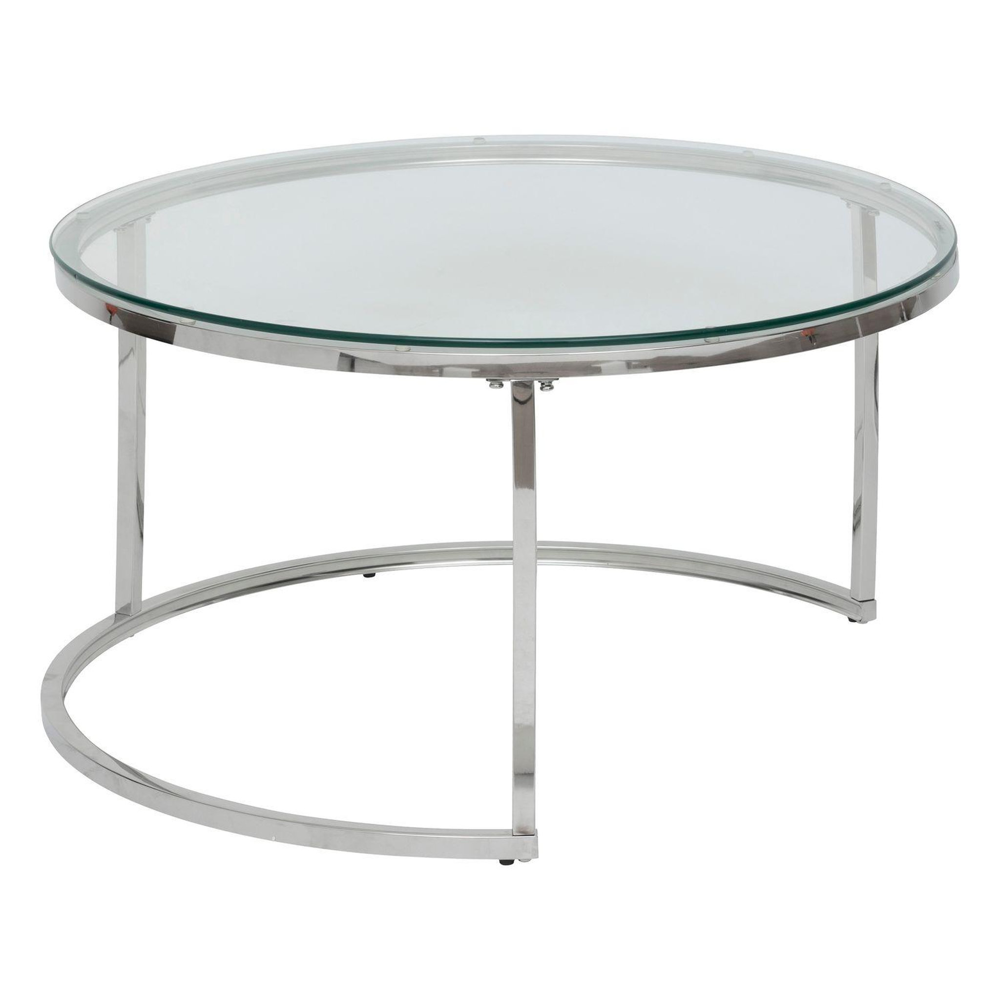 Voir la diapositive 5 : ATMOSPHERA Ensemble de 2 tables basses gigognes en verre et inox kneo - argent