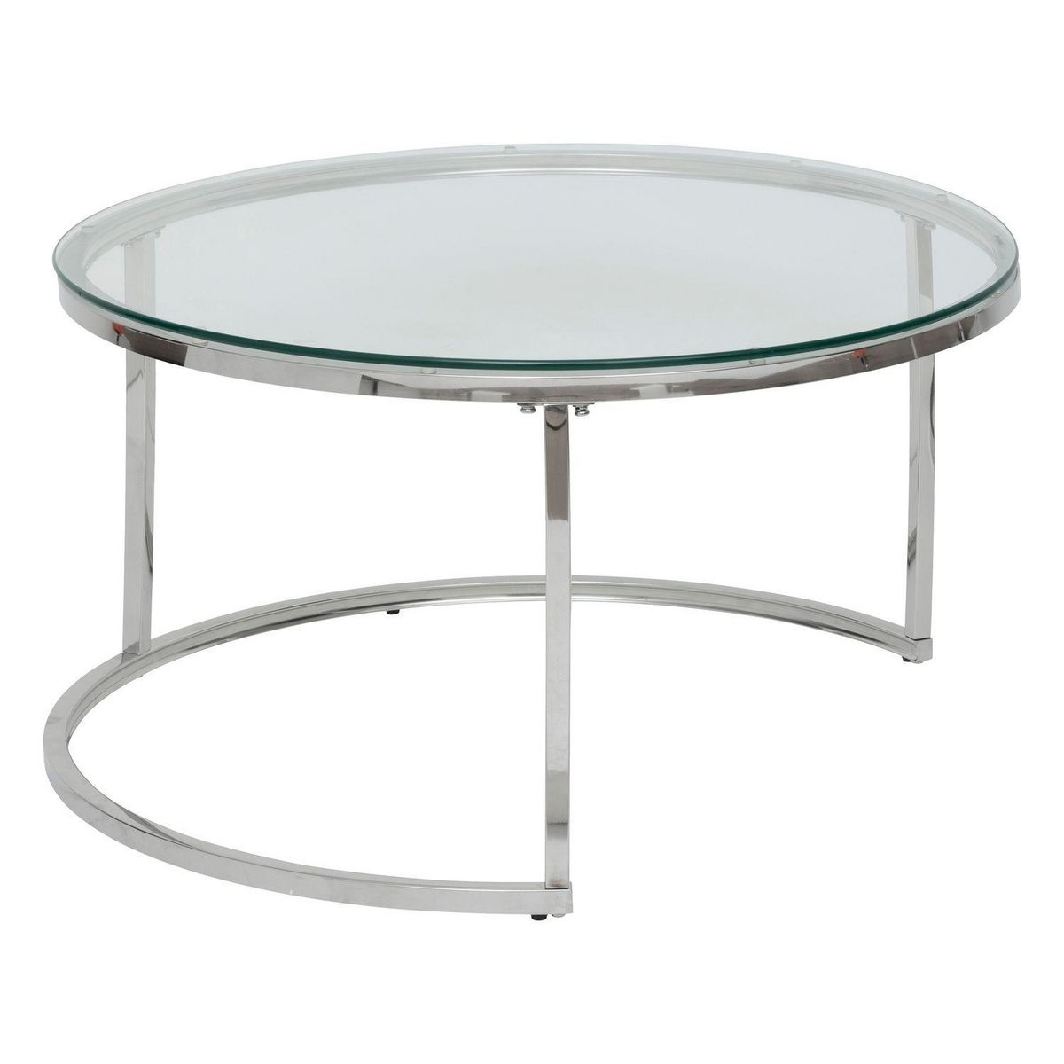 ATMOSPHERA Ensemble de 2 tables basses gigognes en verre et inox KNEO - Argent