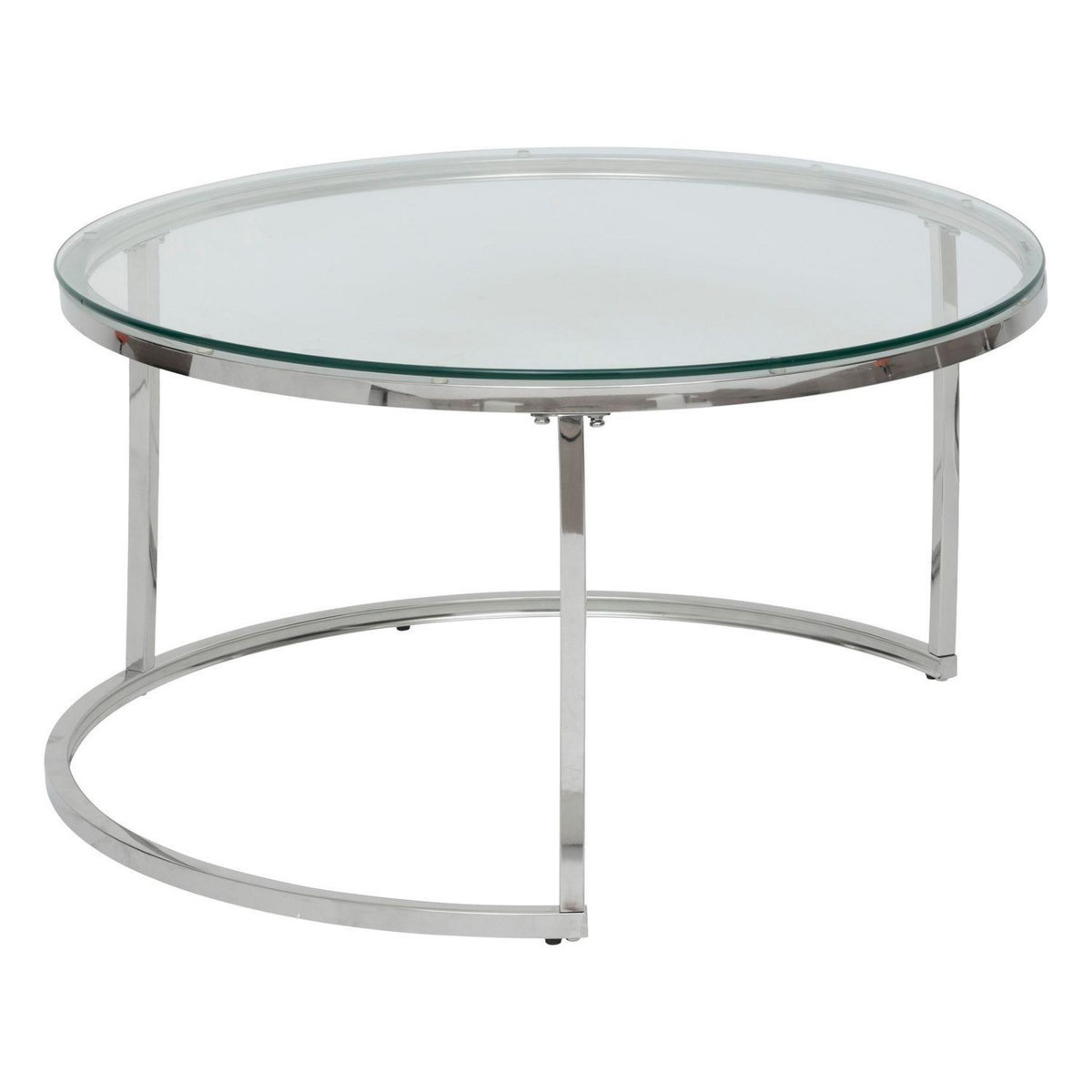 ATMOSPHERA Ensemble de 2 tables basses gigognes en verre et inox KNEO - Argent