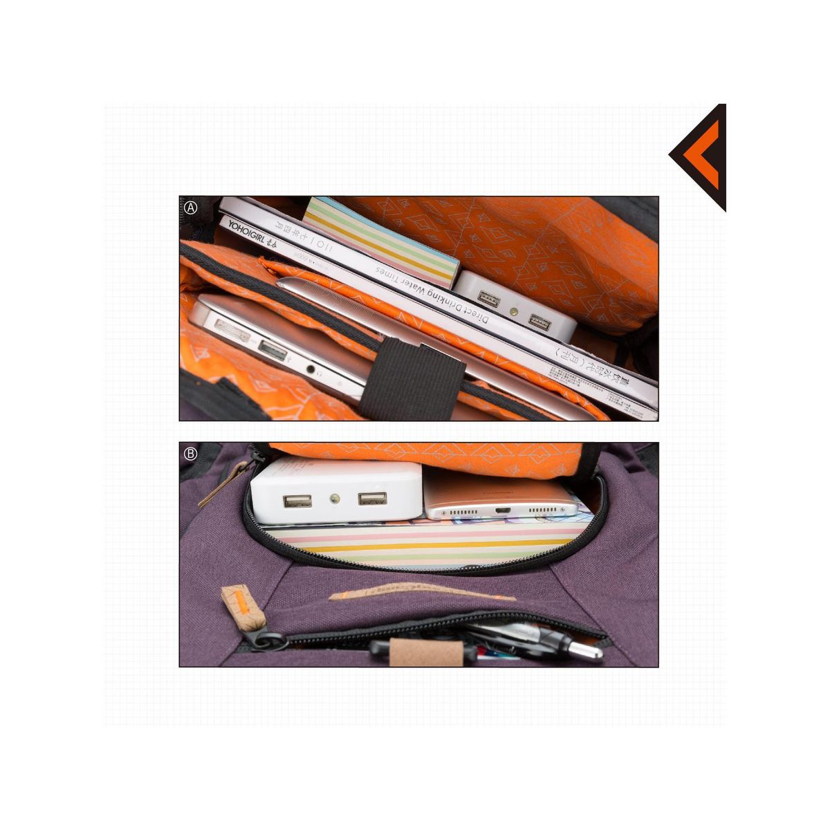 KINGCAMP Sac à dos - Kingcamp - Modèle Arches - Violet - 35 x 15 x 48 cm