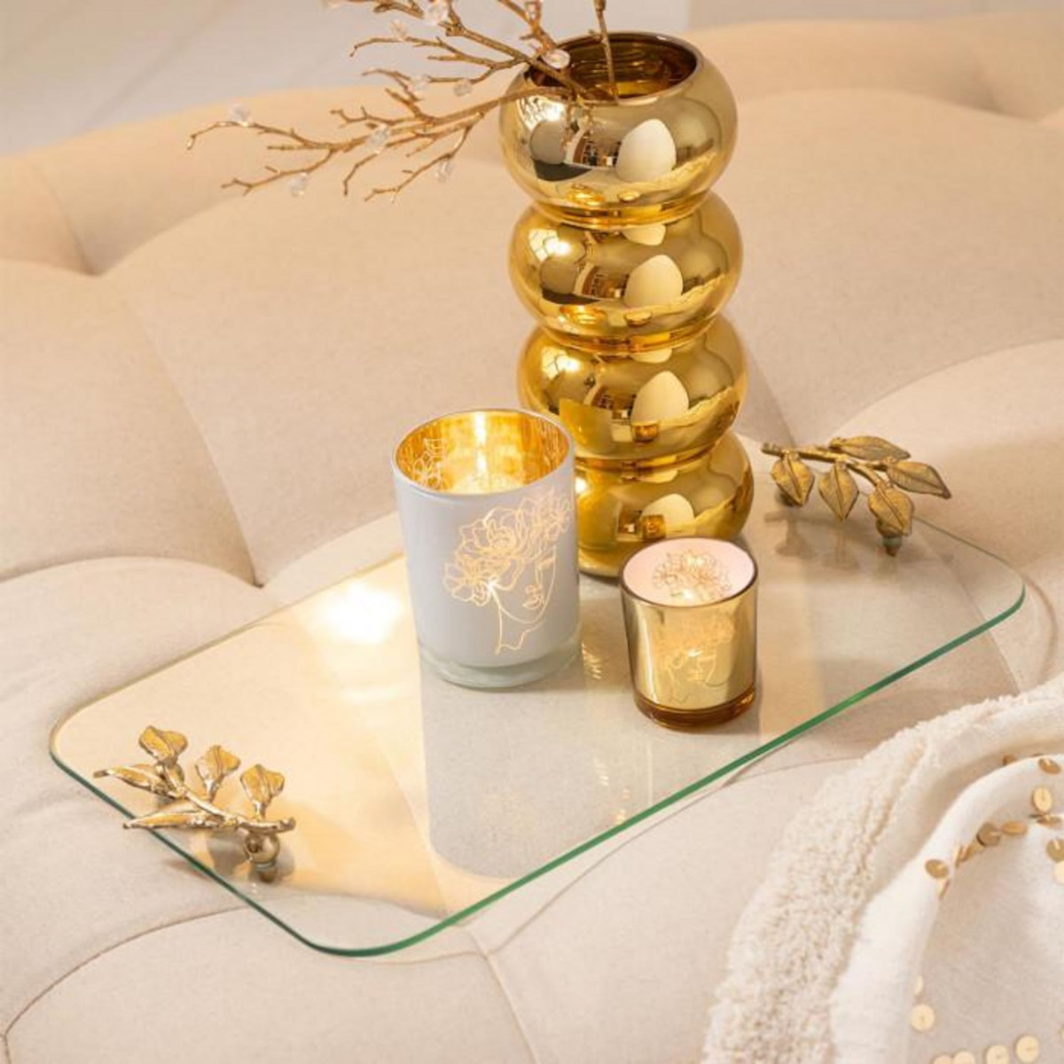 Paris Prix Plateau en Verre Feuille  Ofelia  50cm Transparent