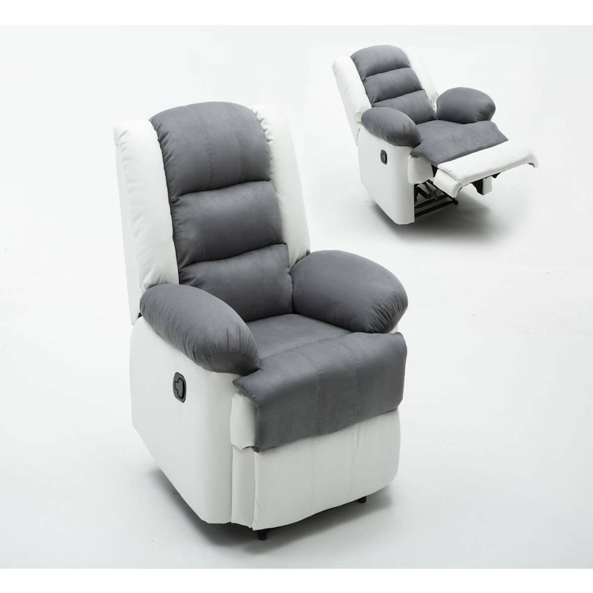 Habitat et Jardin Fauteuil relax  Buckingham  - 85 x 93 x 100 cm - Blanc / Gris clair