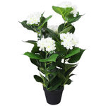 VIDAXL Plante hortensia artificielle avec pot 60 cm Blanc