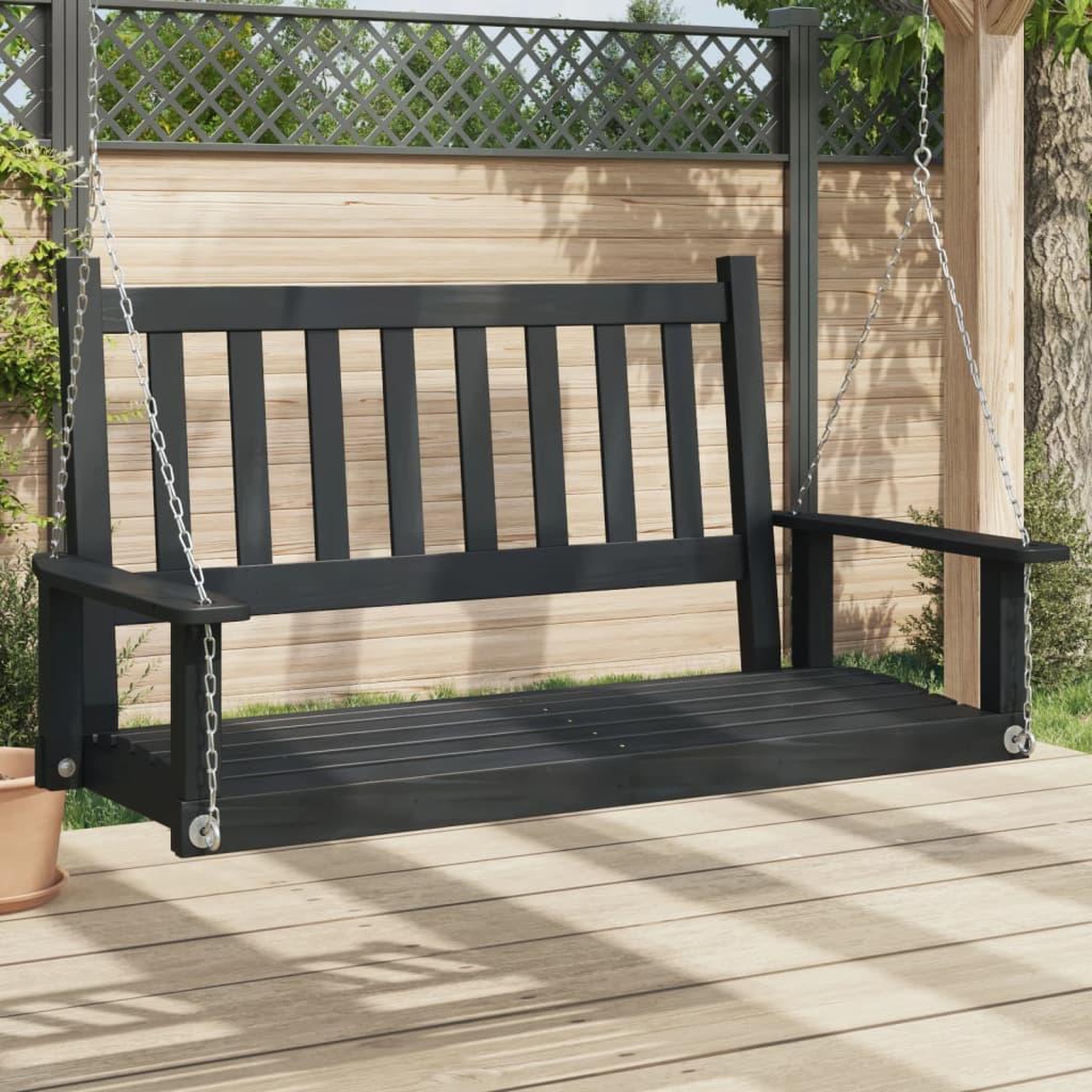 VIDAXL Banc de balançoire de jardin chaînes en metal bois massif sapin