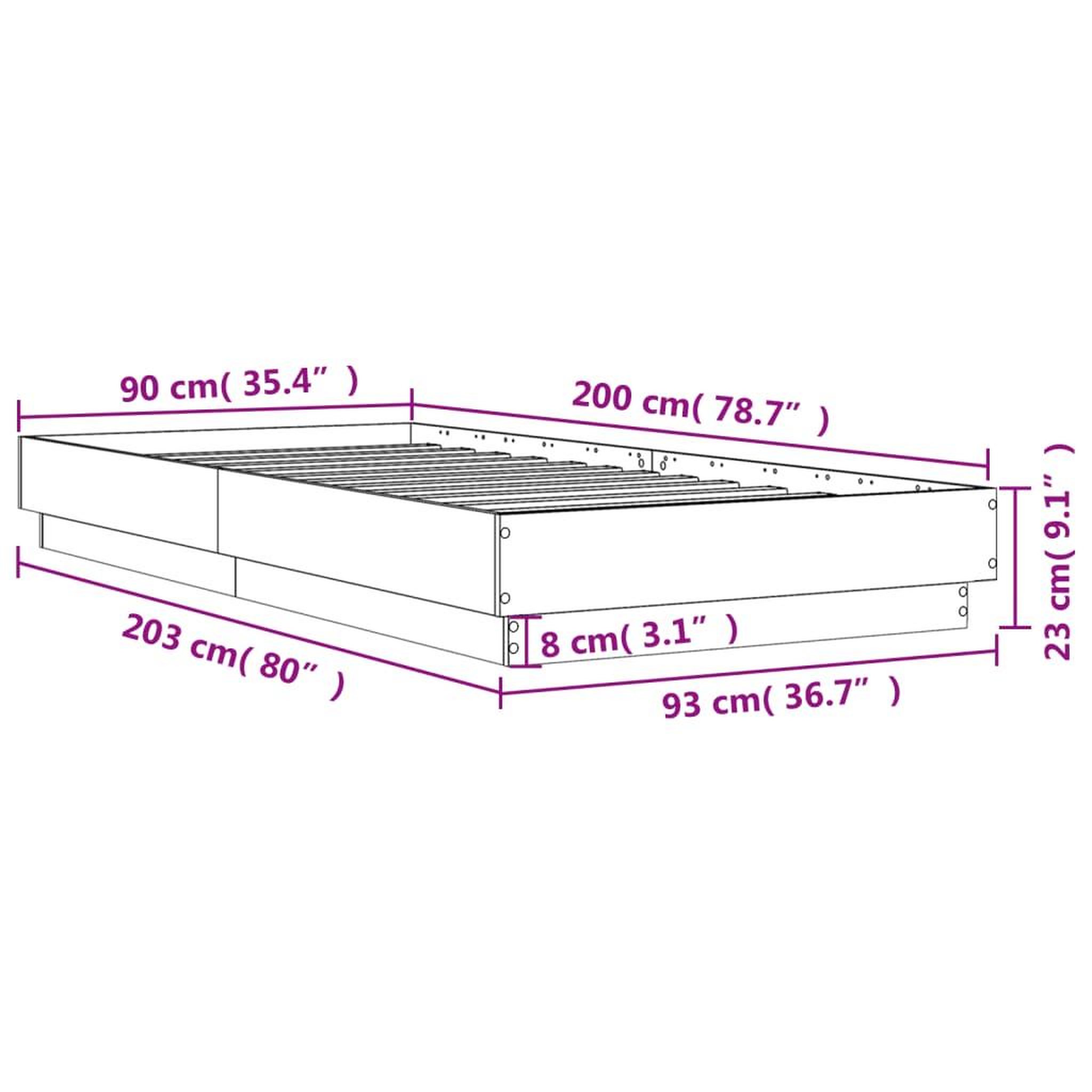 Voir la diapositive 6 : VIDAXL Cadre de lit sans matelas avec lumieres LED 90x200 cm