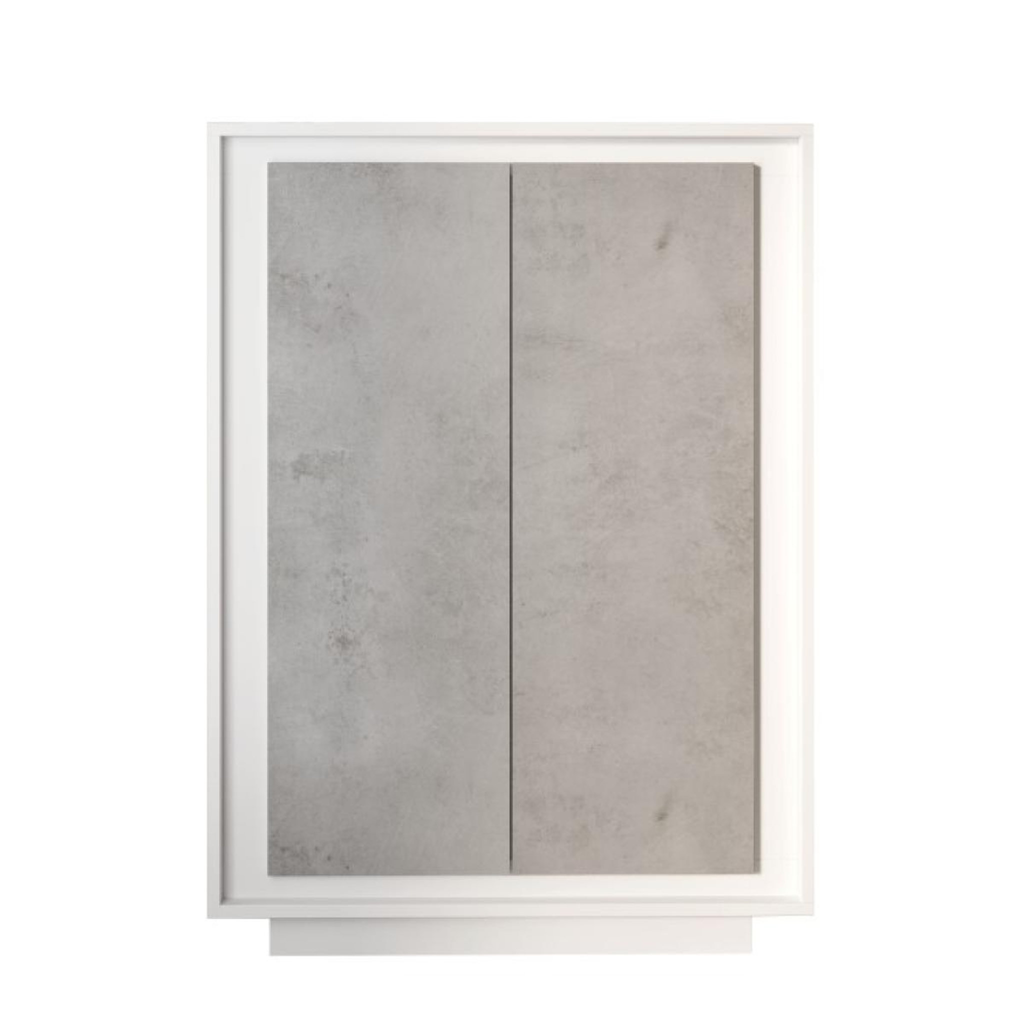 JLC KREATION Argentier-bar moderne 2 portes blanc et gris béton yori