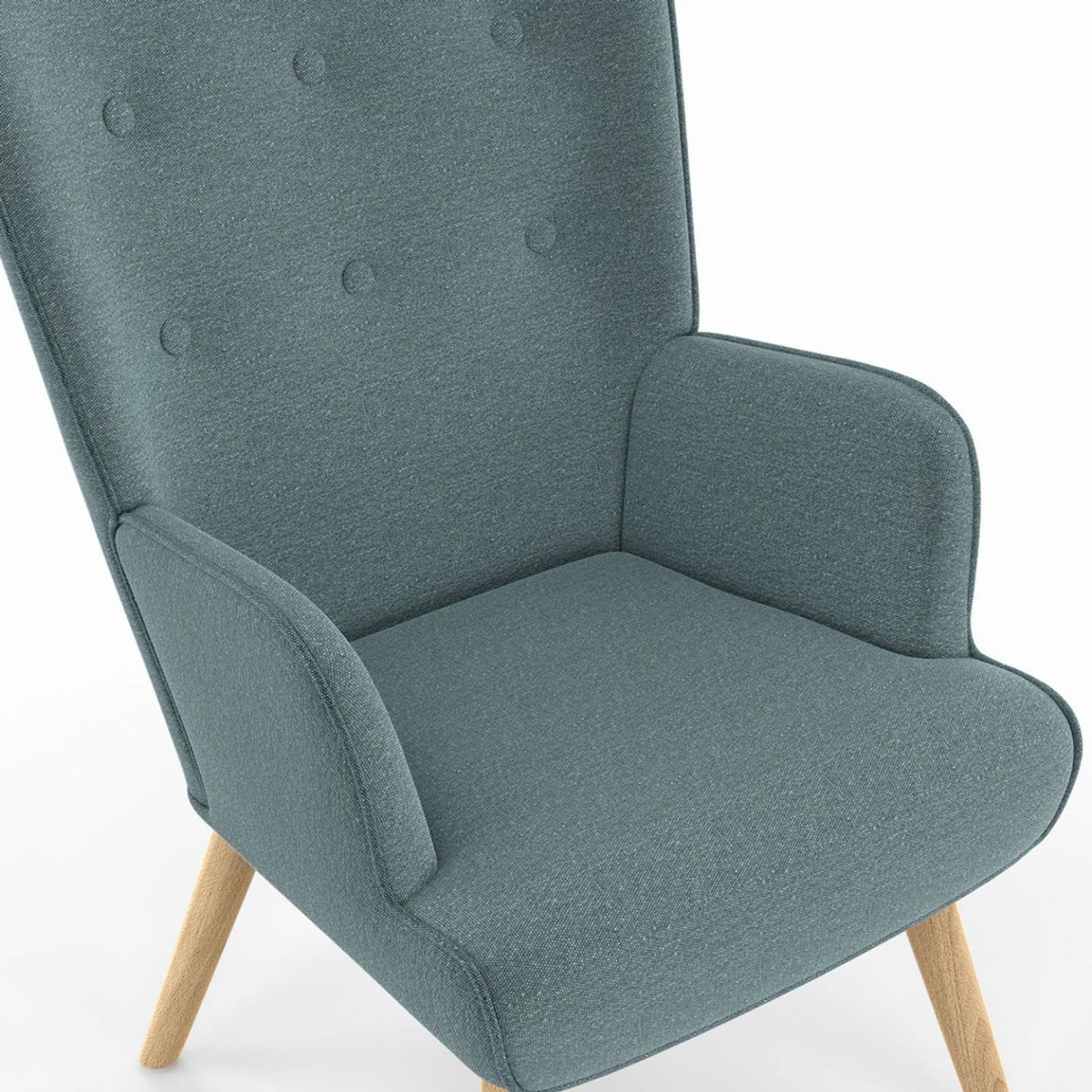 ID MARKET Fauteuil scandinave IVAR en tissu vert eucalyptus