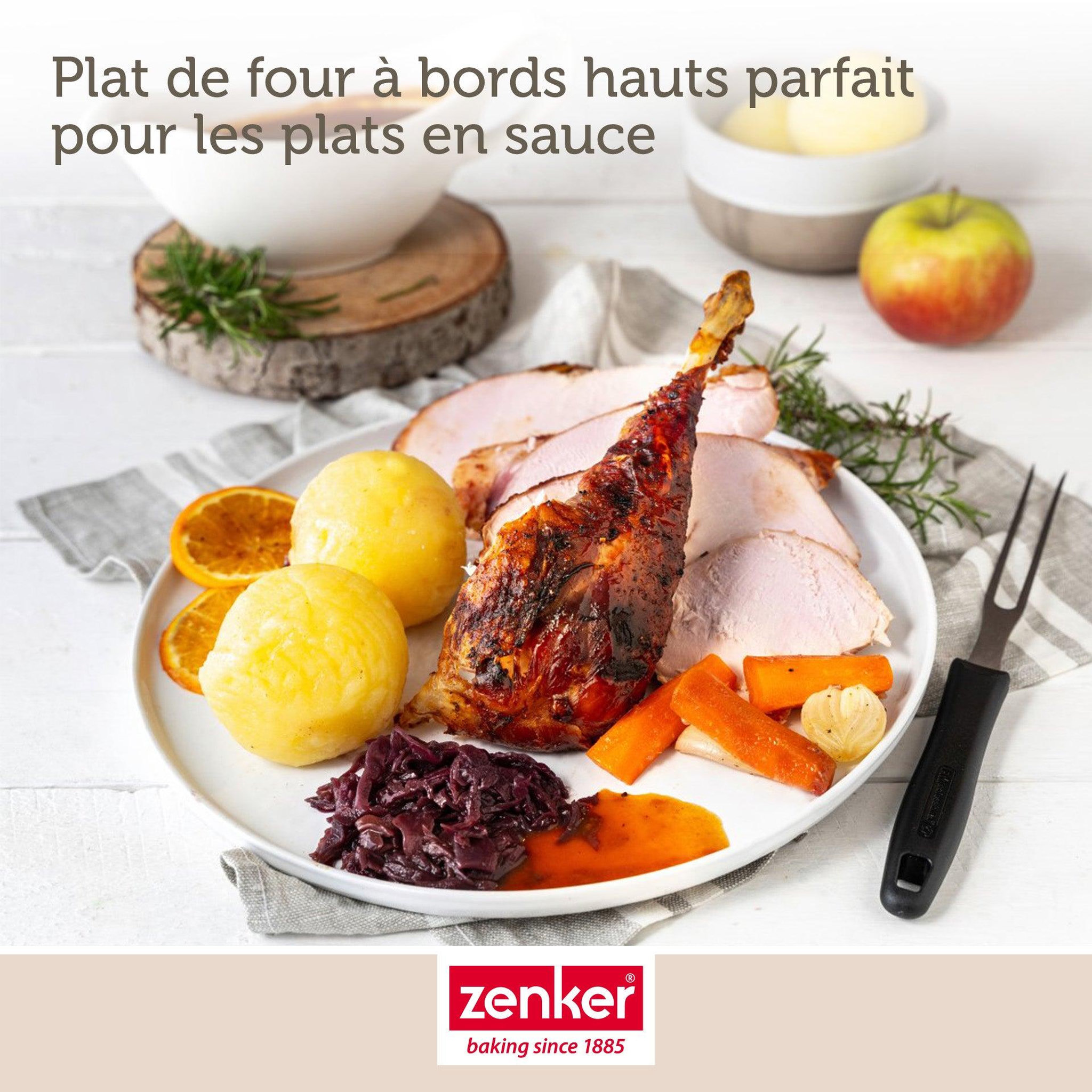 Voir la diapositive 6 : ZENKER Lot de 2 plats four 40/34/8 cm en acier émaillé avec 2 ustensiles zenker special cooking