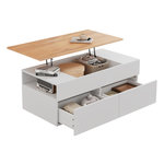 MERAX Table basse relevable rectangulaire blanc+naturel - 50x100 cm panneau de particules