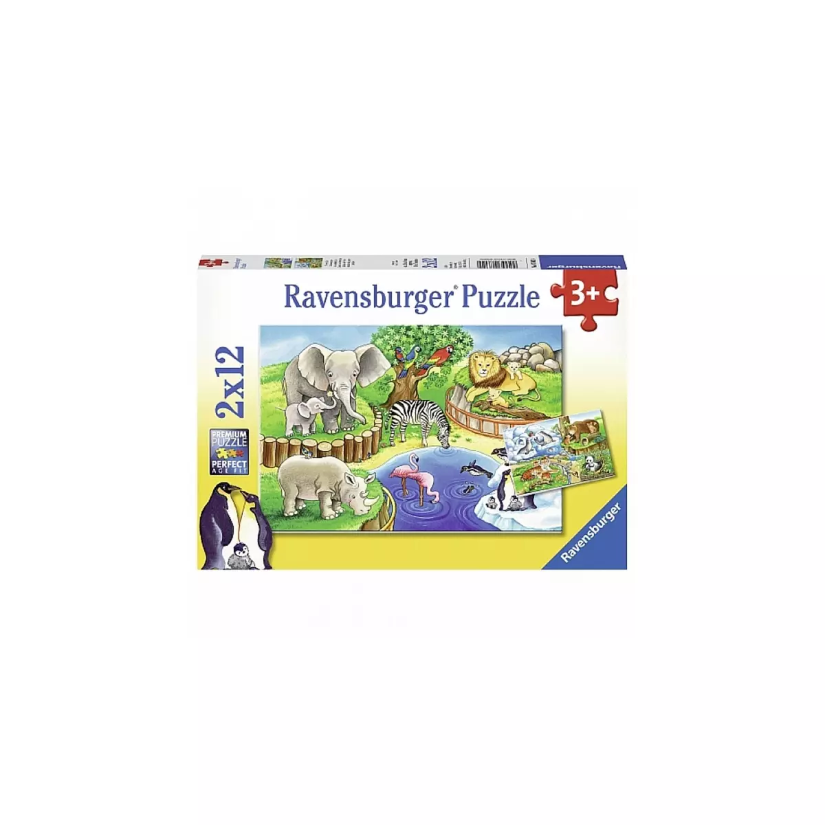 RAVENSBURGER Puzzle 2x12 pieces les animaux du zoo