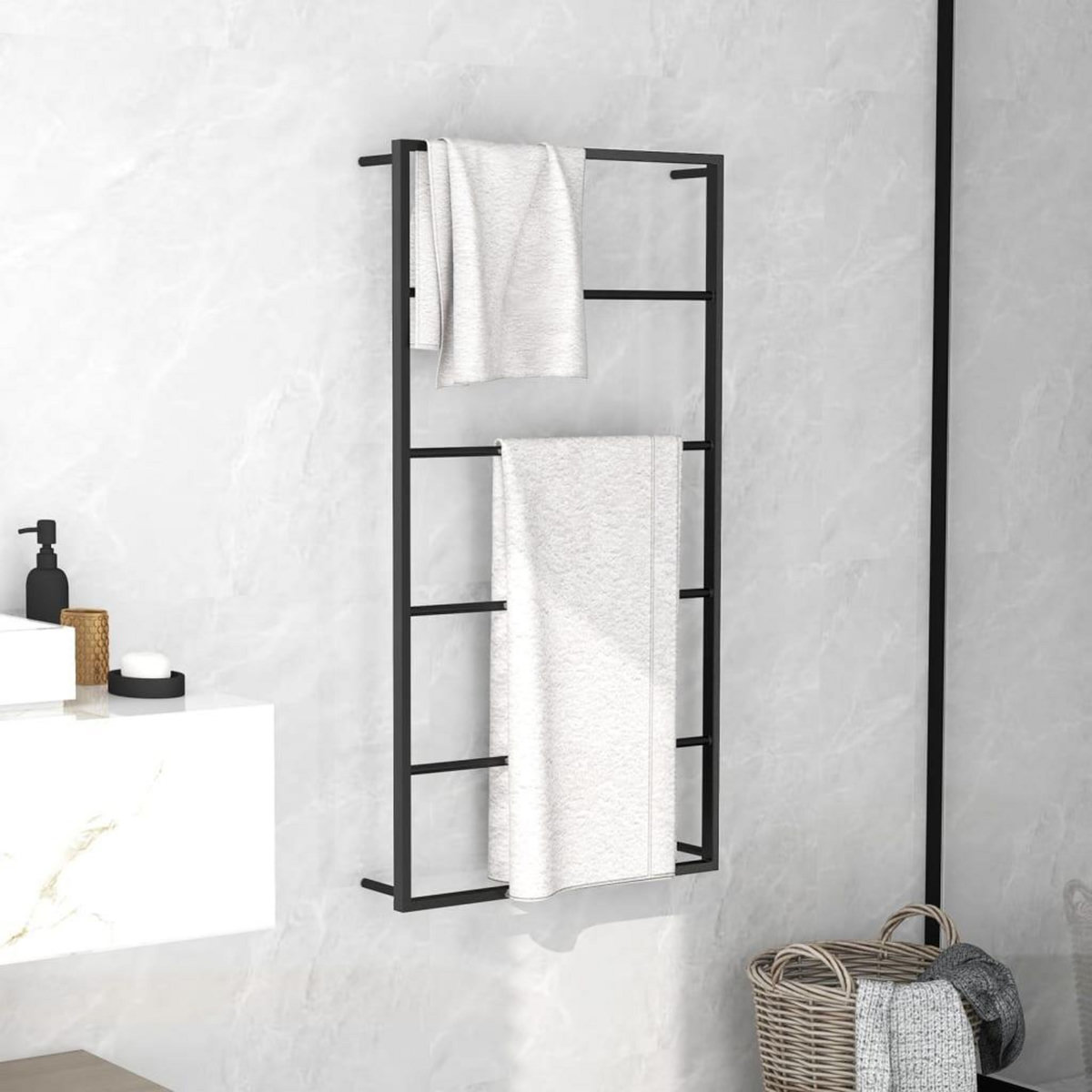 VIDAXL Porte-serviette Noir 60x10x116 cm Acier
