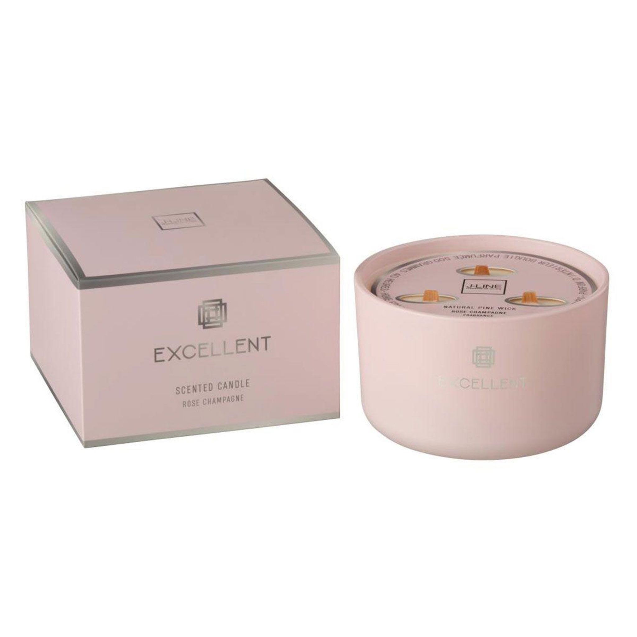 J-LINE Bougie parfumée en verre  excellent  13cm rose champagne pâle