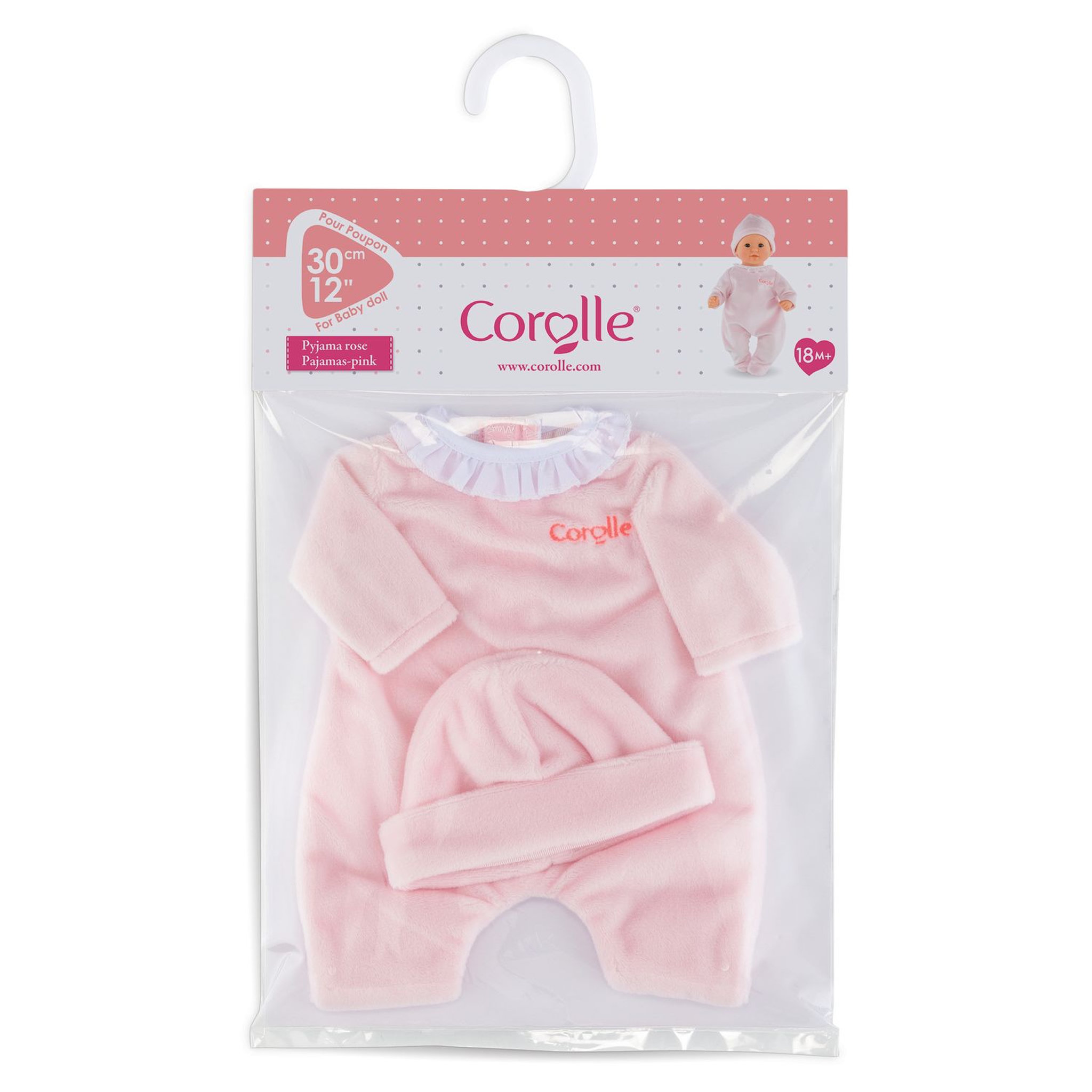 Voir la diapositive 4 : Corolle Pyjama rose pour poupon de 30 cm