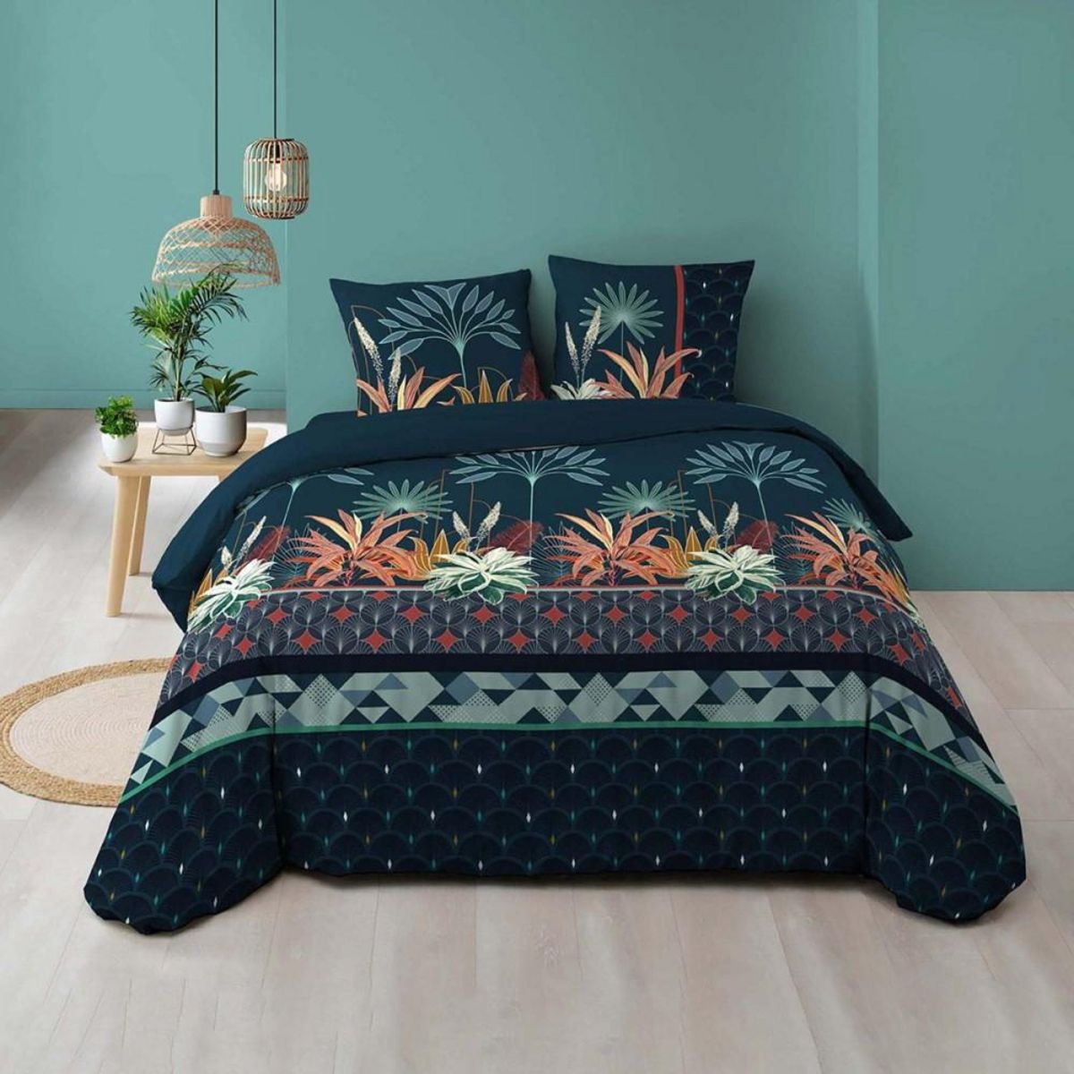 Douceur d'Intérieur Housse de couette 240x220 + 2 taies Floriana coton 57 fils