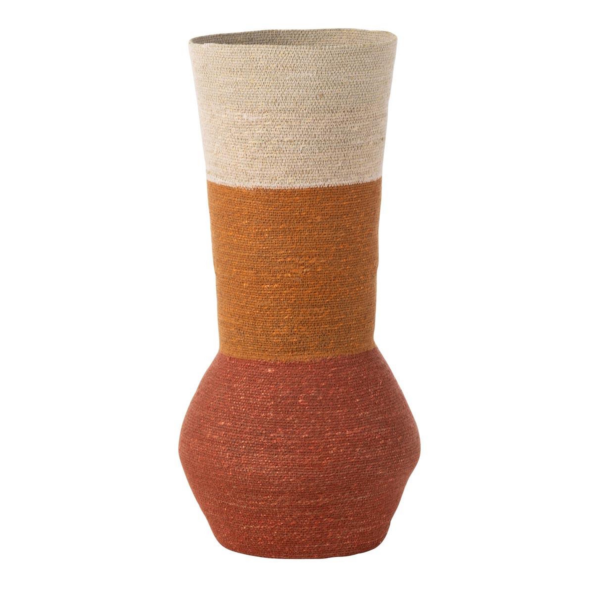 J-LINE Vase déco en jonc  rayures  68cm multicolore