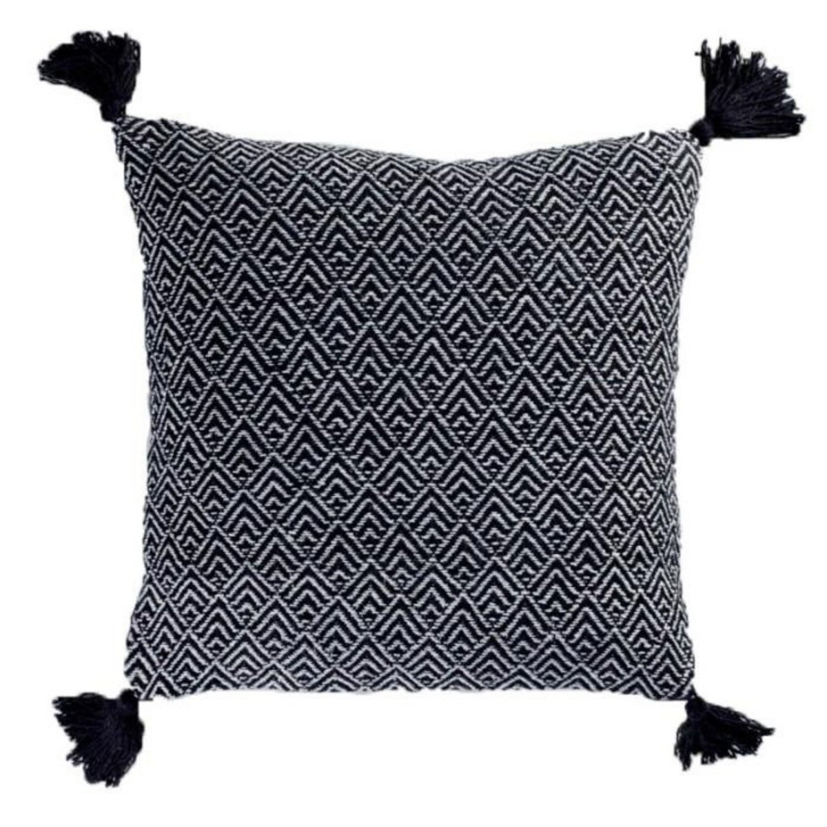 Paris Prix Coussin Déco à Pompons  Delios  40x40cm Noir