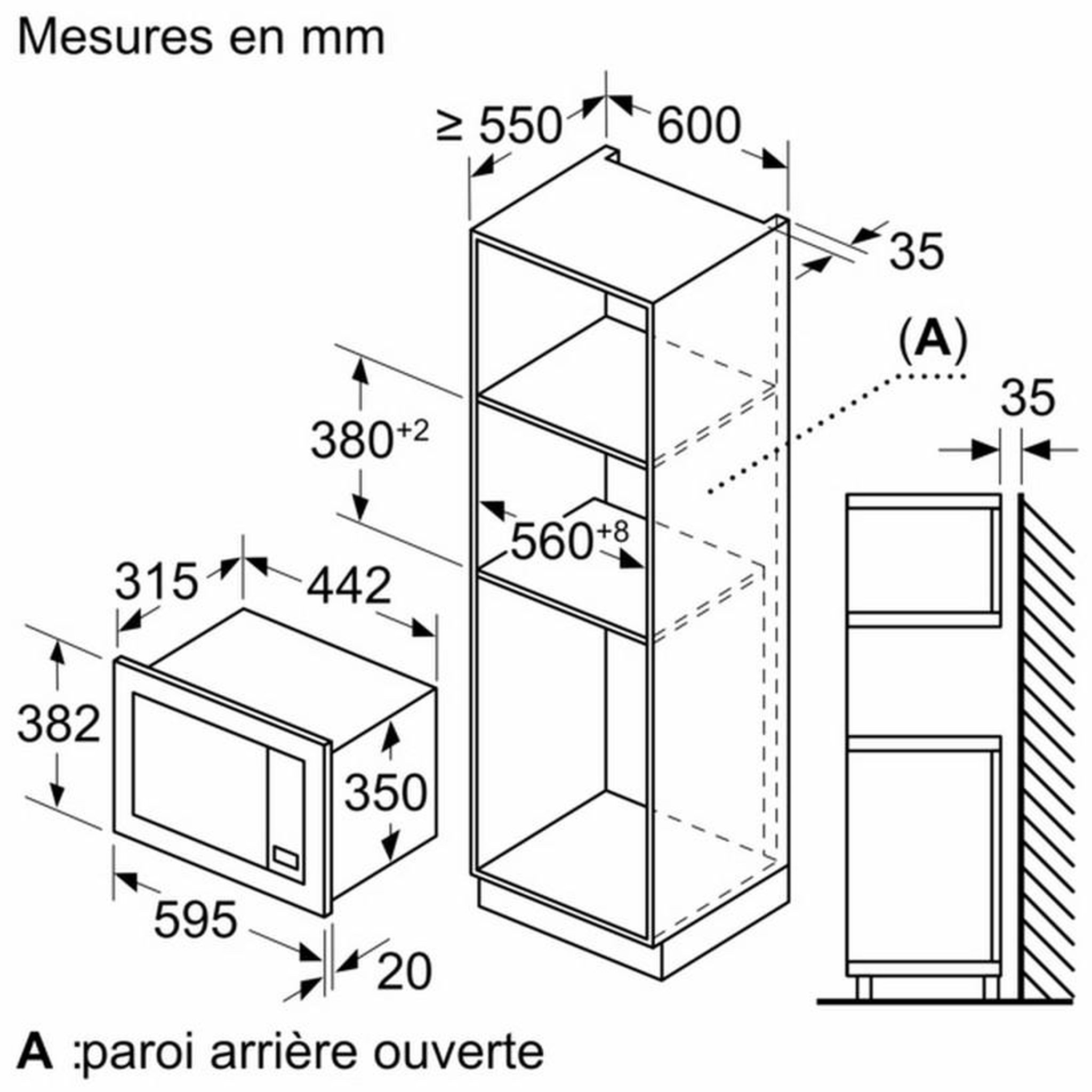 Voir la diapositive 5 : BOSCH Micro-ondes solo 20l 800w encastrable noir - BFL623MB3