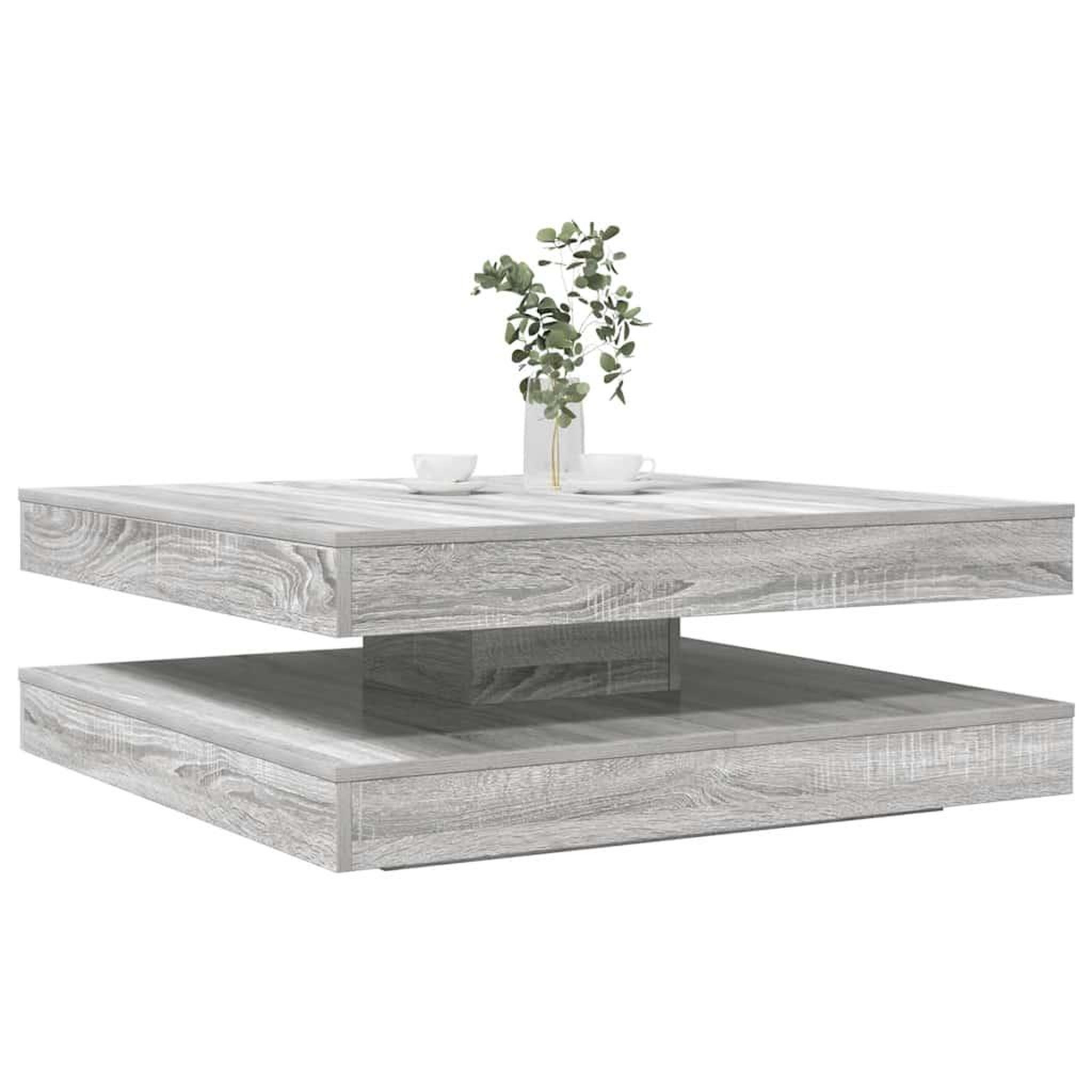 VIDAXL Table basse rotative a 360 degres sonoma gris 90x90x34,5 cm
