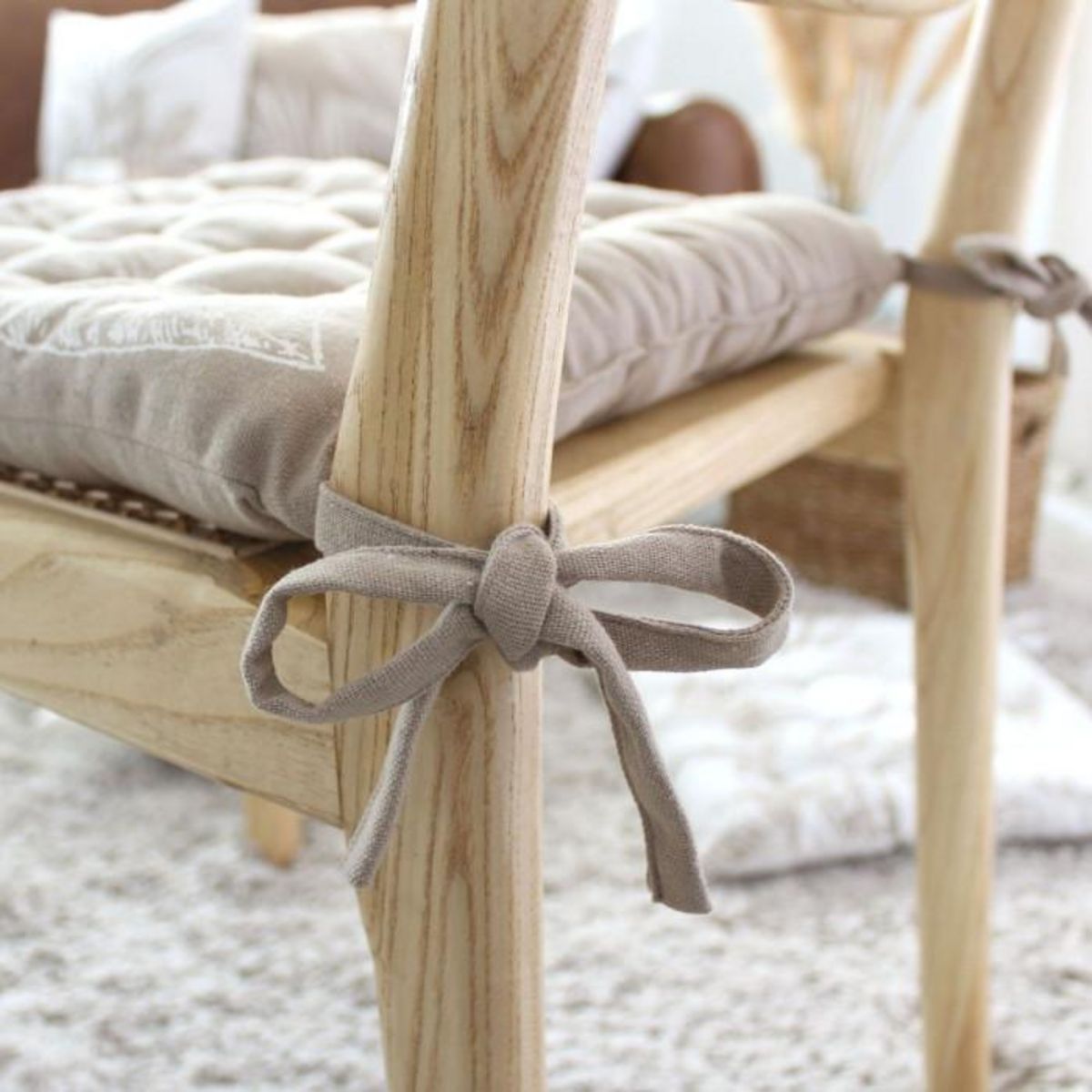 Paris Prix Galette de Chaise Piquée  Natura  38x38cm Naturel