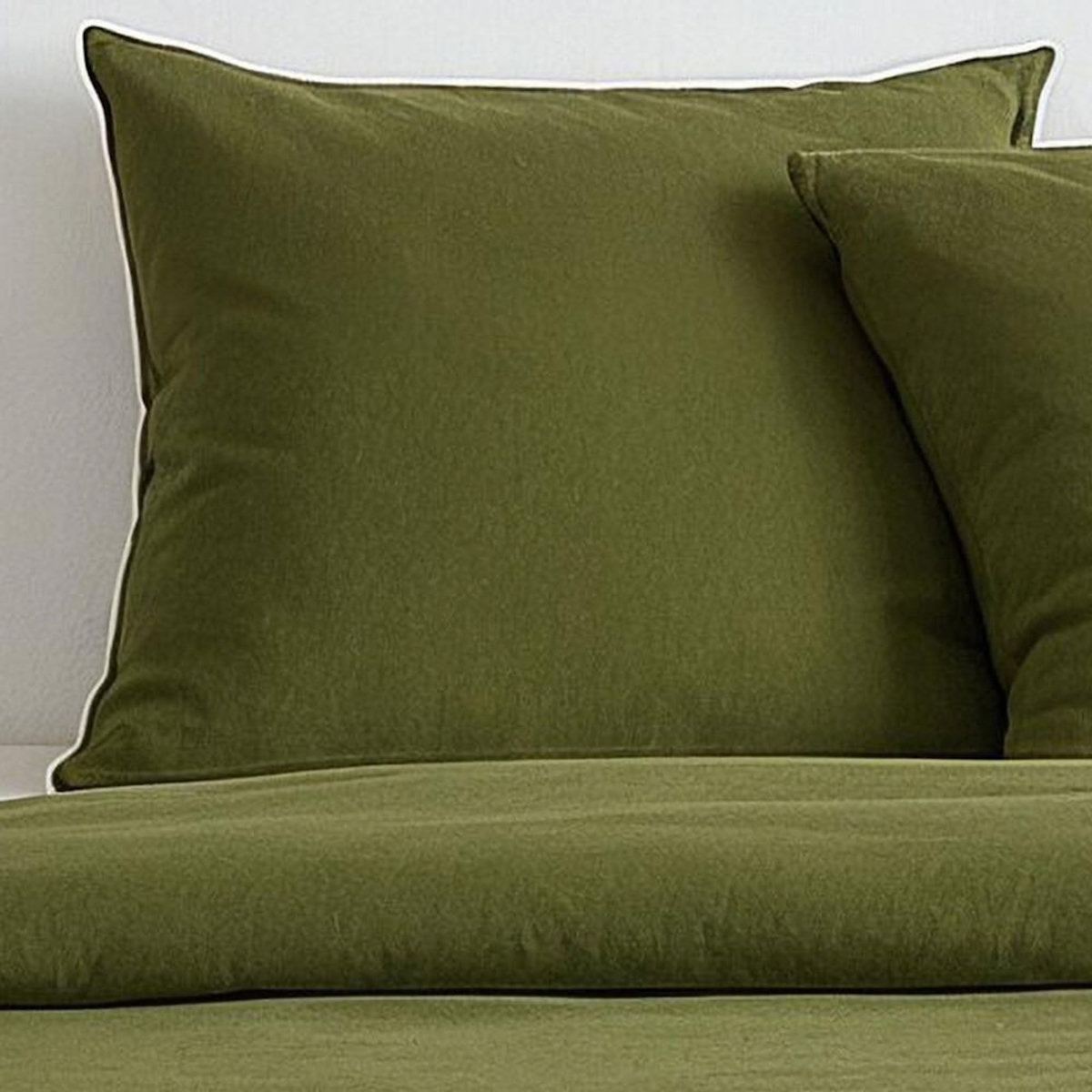 Today Parure de lit - TODAY - Essential - 2 personnes - 220 x 240 cm - Effet lavé vert