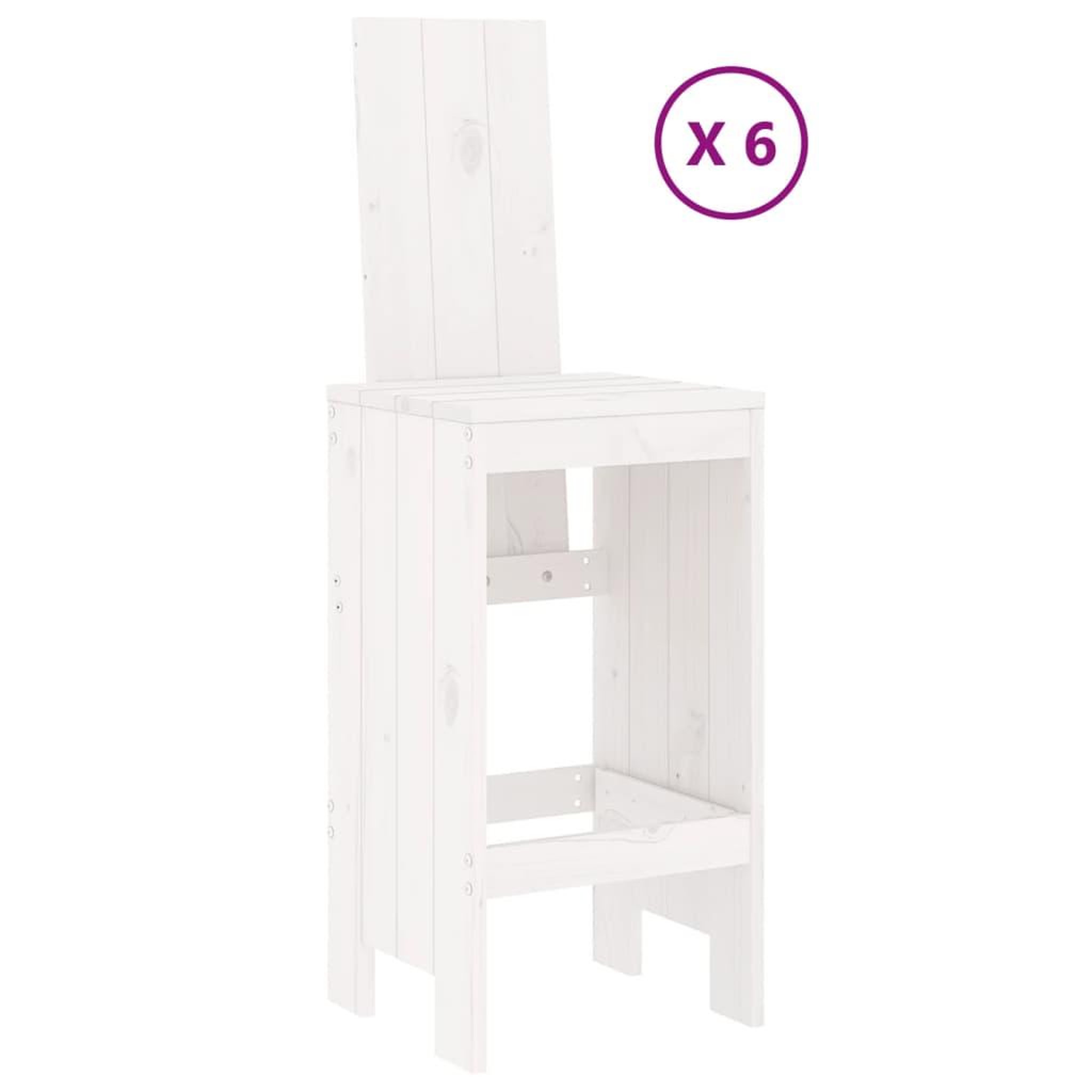 Voir la diapositive 3 : VIDAXL Ensemble de bar de jardin 7 pcs blanc bois de pin massif