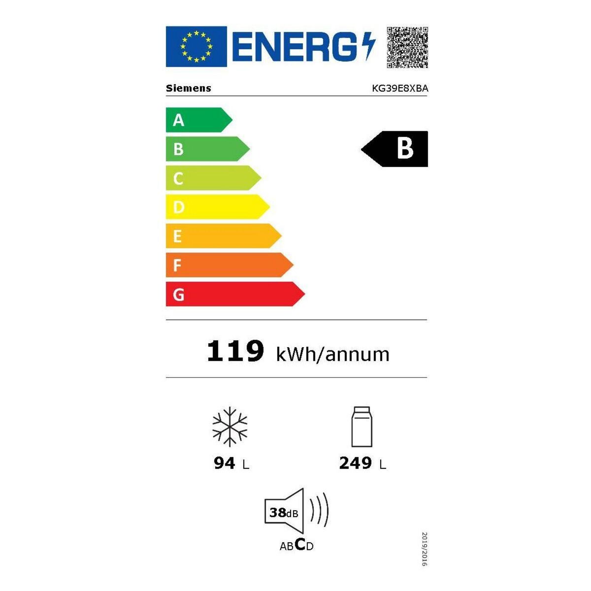 Siemens Réfrigérateur combiné KG39E8XBA