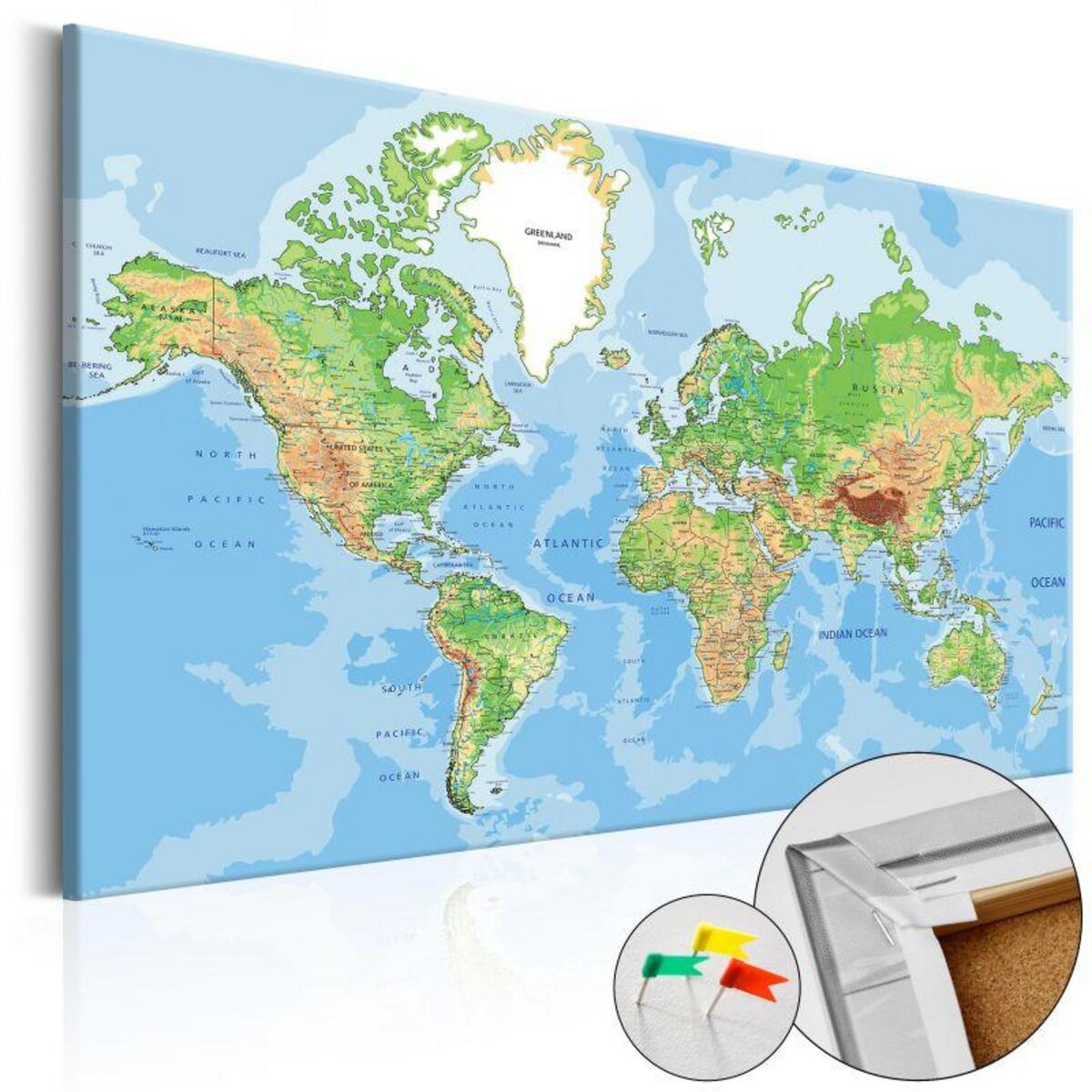Image sur liège - Carte du monde en couleurs, multicolore, 1
