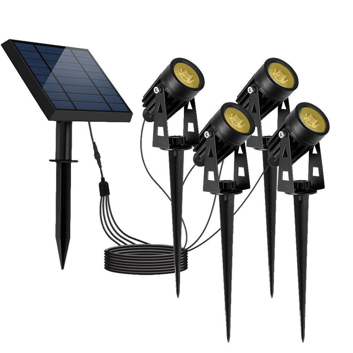 Lumisky Quatre spots solaires reliés ROUNDY Noir Plastique 200LM