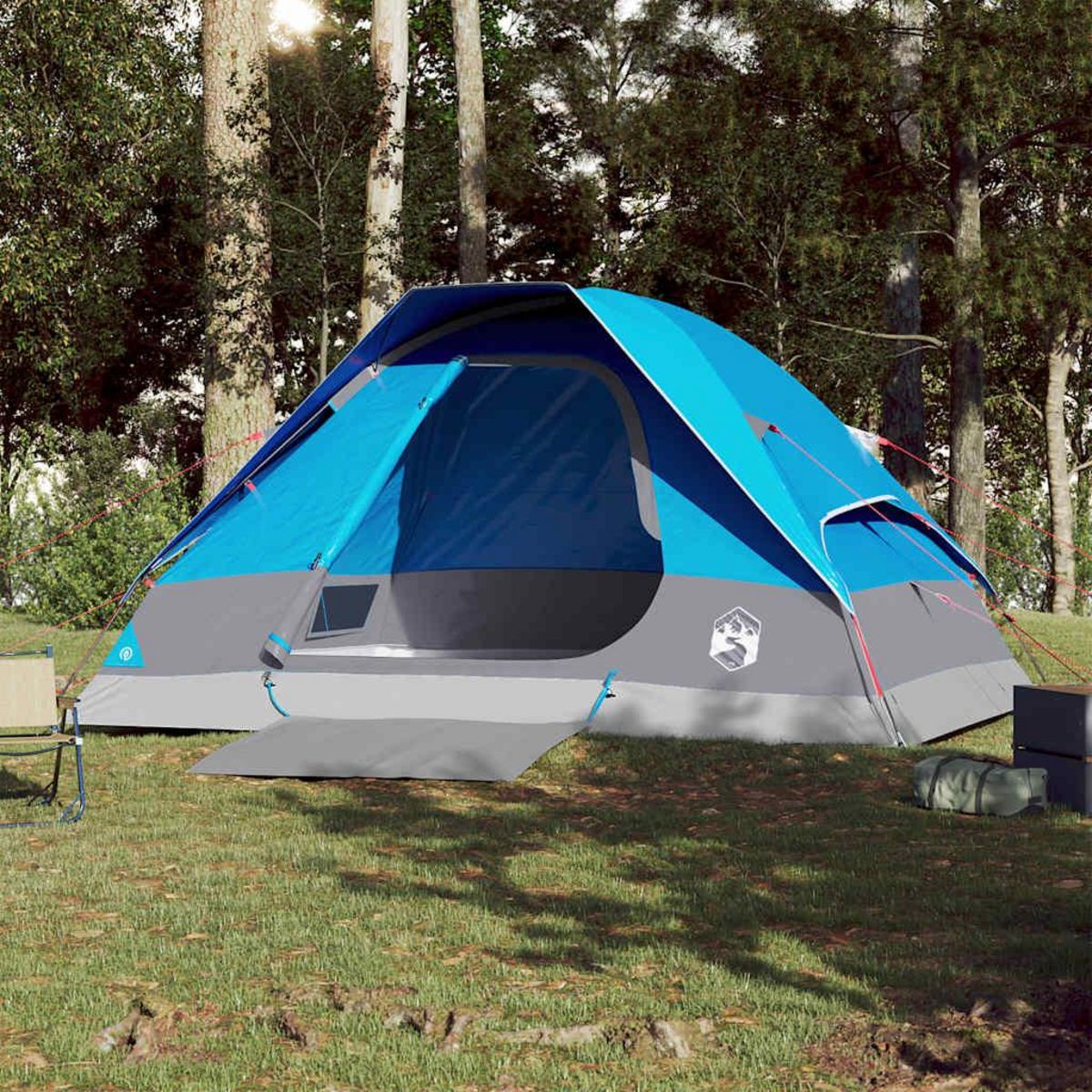 VIDAXL Tente de camping a dome 4 personnes bleu impermeable
