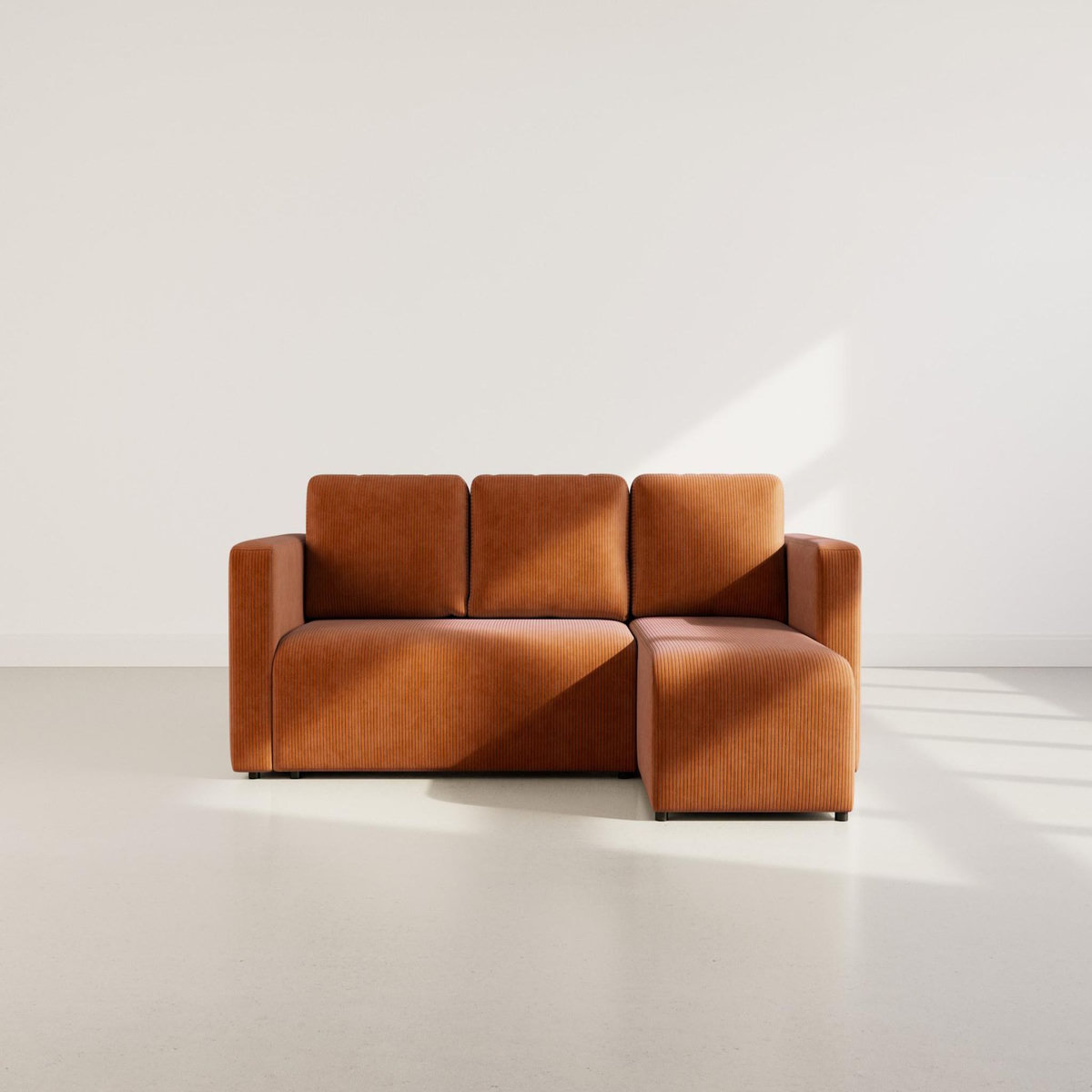 BEST MOBILIER Canopy - canapé d'angle réversible 4 places convertible avec coffre en velours côtelé