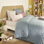 ACTUEL Drap housse uni en percale de coton 70 fils. Coloris disponibles : Gris, Blanc, Bleu, Rose