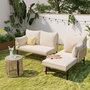 Voir la diapositive 2 : MERAX Salon de jardin 4 places en fer avec table, coussins, forme L, beige