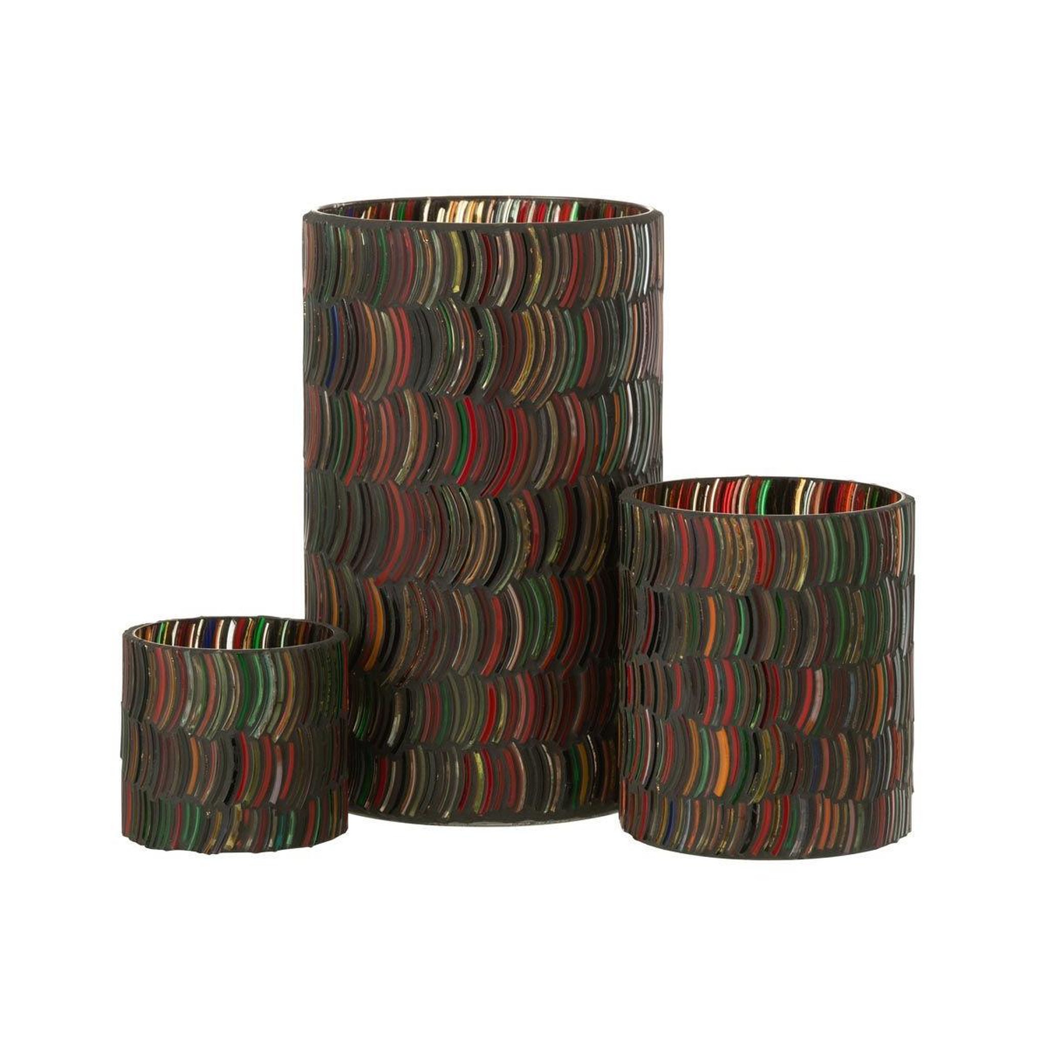 Voir la diapositive 4 : J-LINE Photophore Design  Mosaic Courbe  23cm Multicolore